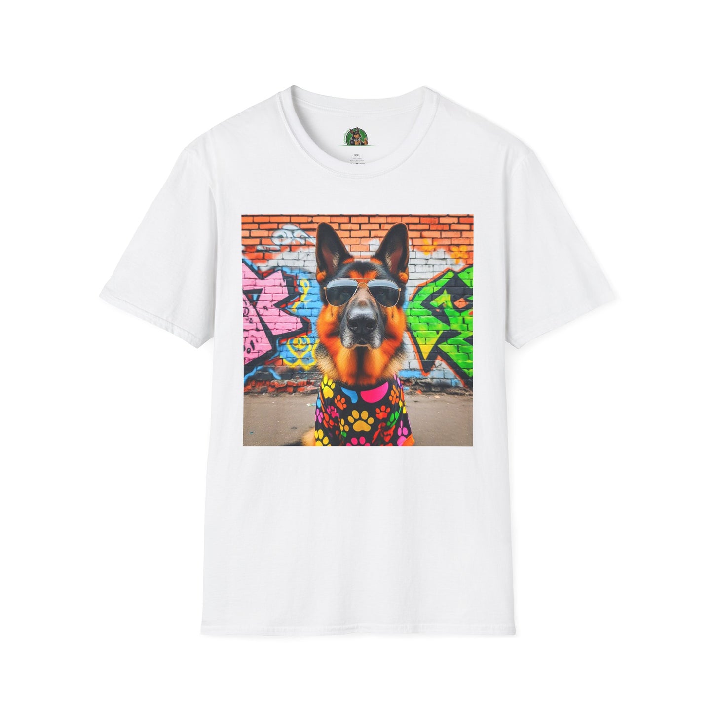 German Shepherd graffiti wall T-Shirt Printify White S