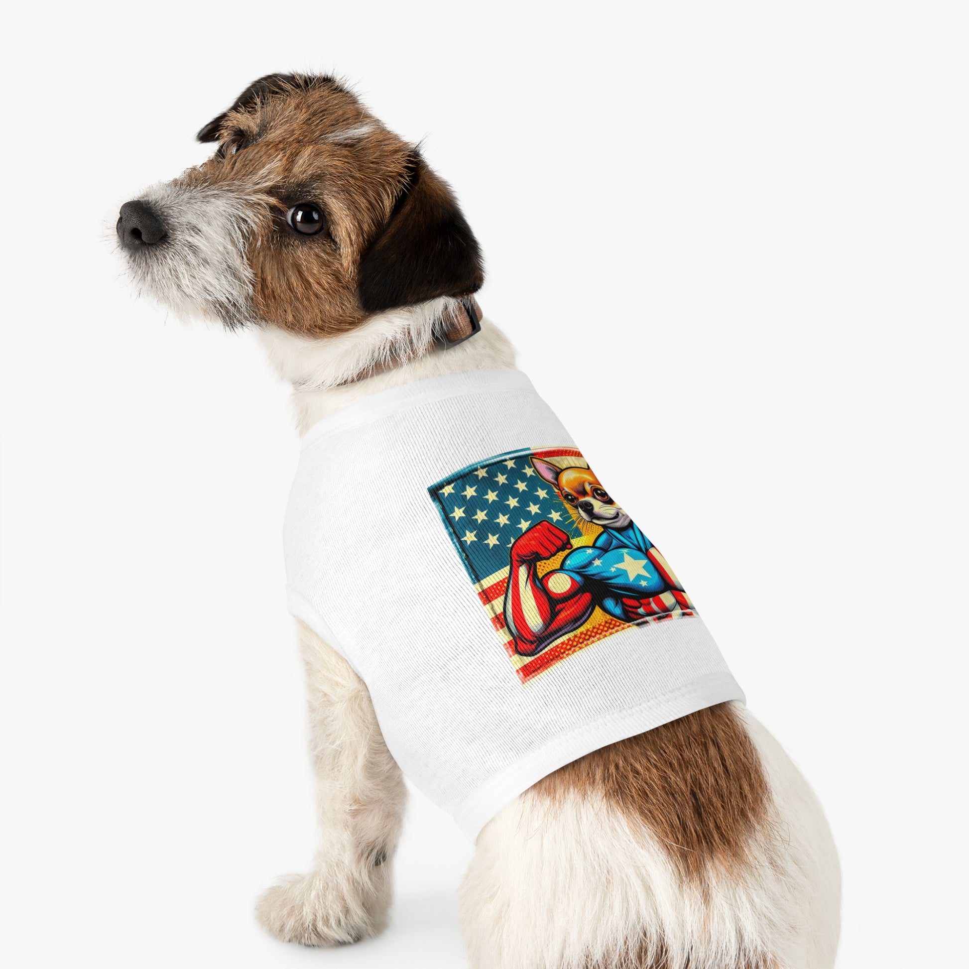 Pet Tank Top Chihuahua American hero t shirt Pets Printify