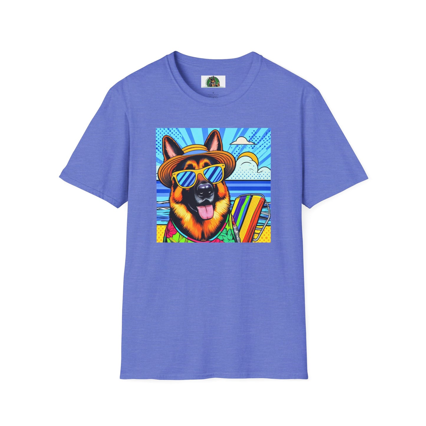 German Shepherd beach puppy shirt T-Shirt Printify Heather Royal S