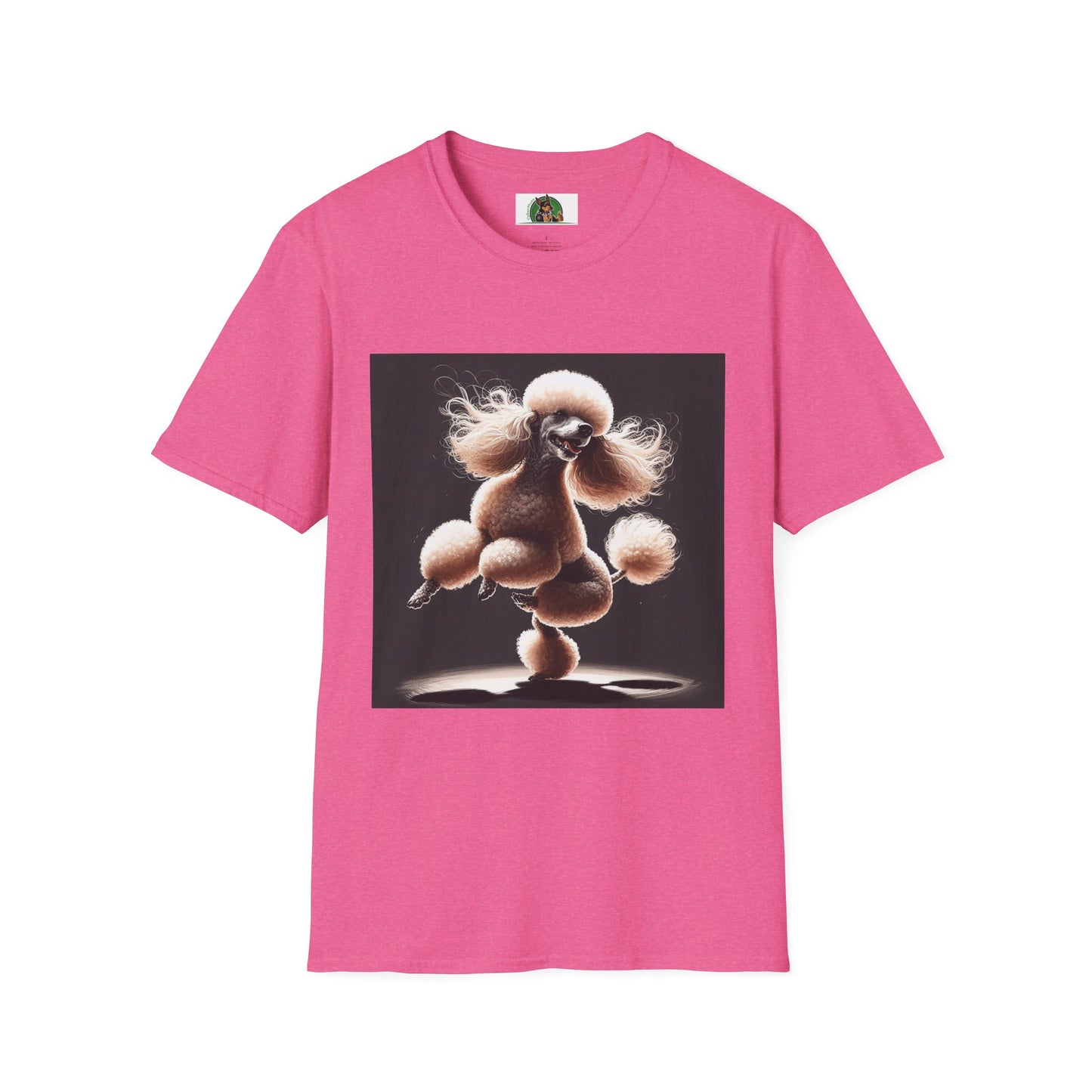 Dancing Poodle T-Shirt - Fun and Playful Animal Lover Top T-Shirt Printify S Heather Heliconia