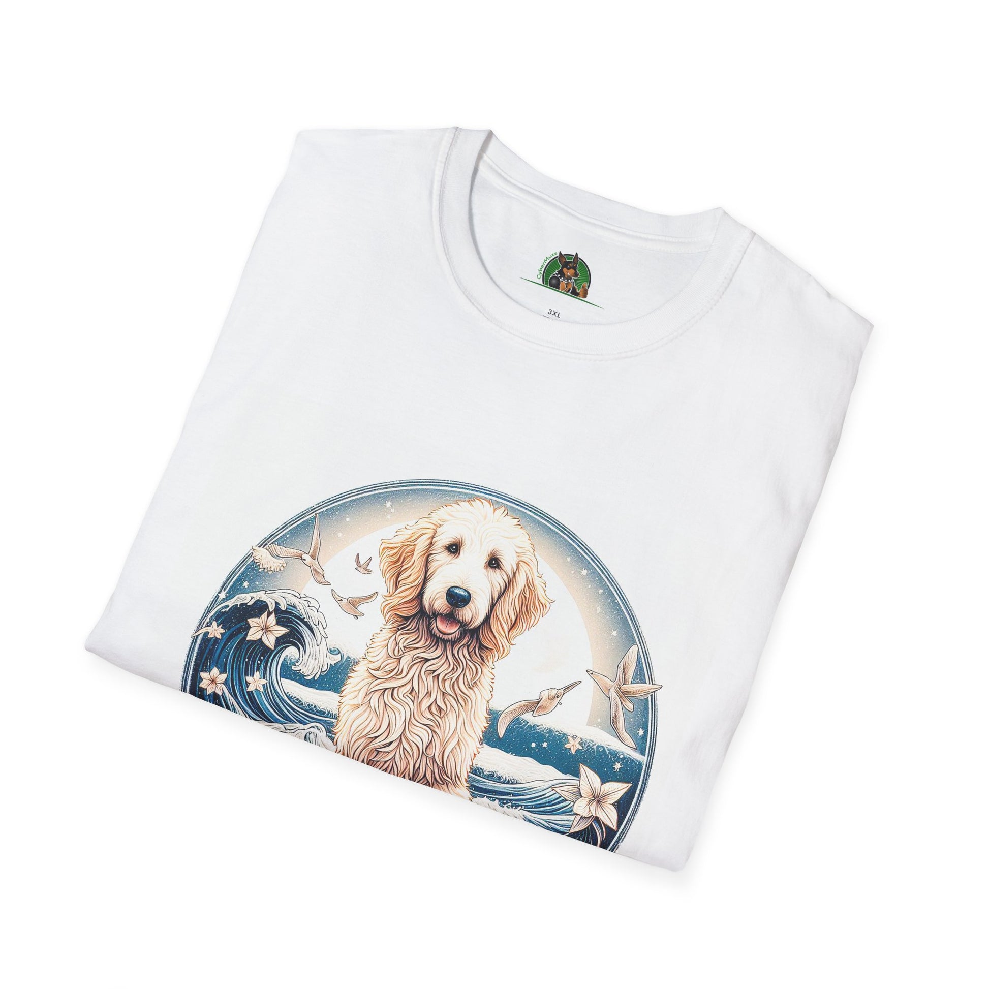 Golden Doodle flowery waves t shirt T-Shirt Printify