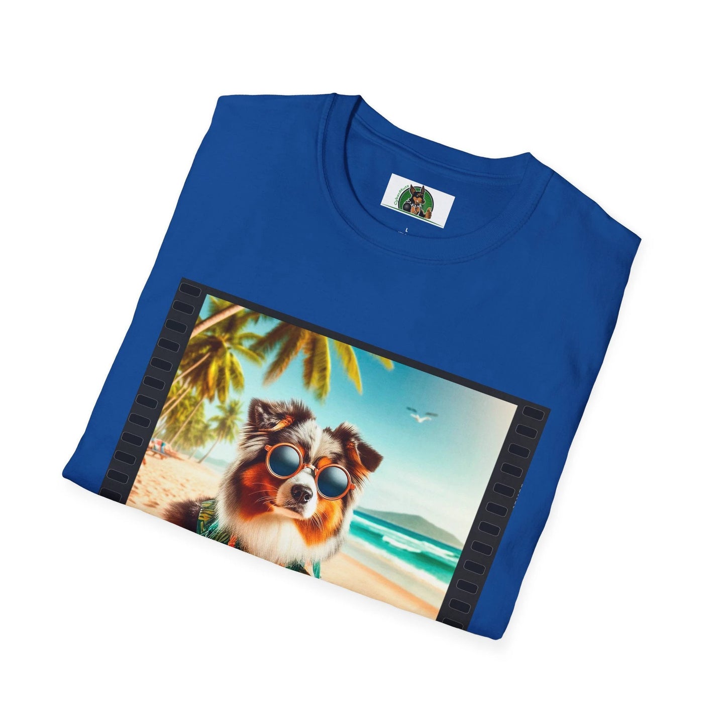Australian Shepherd Beach Frisbee Dog Graphic Tee Unisex Soft Style Shirt for Dog Lovers T-Shirt Printify