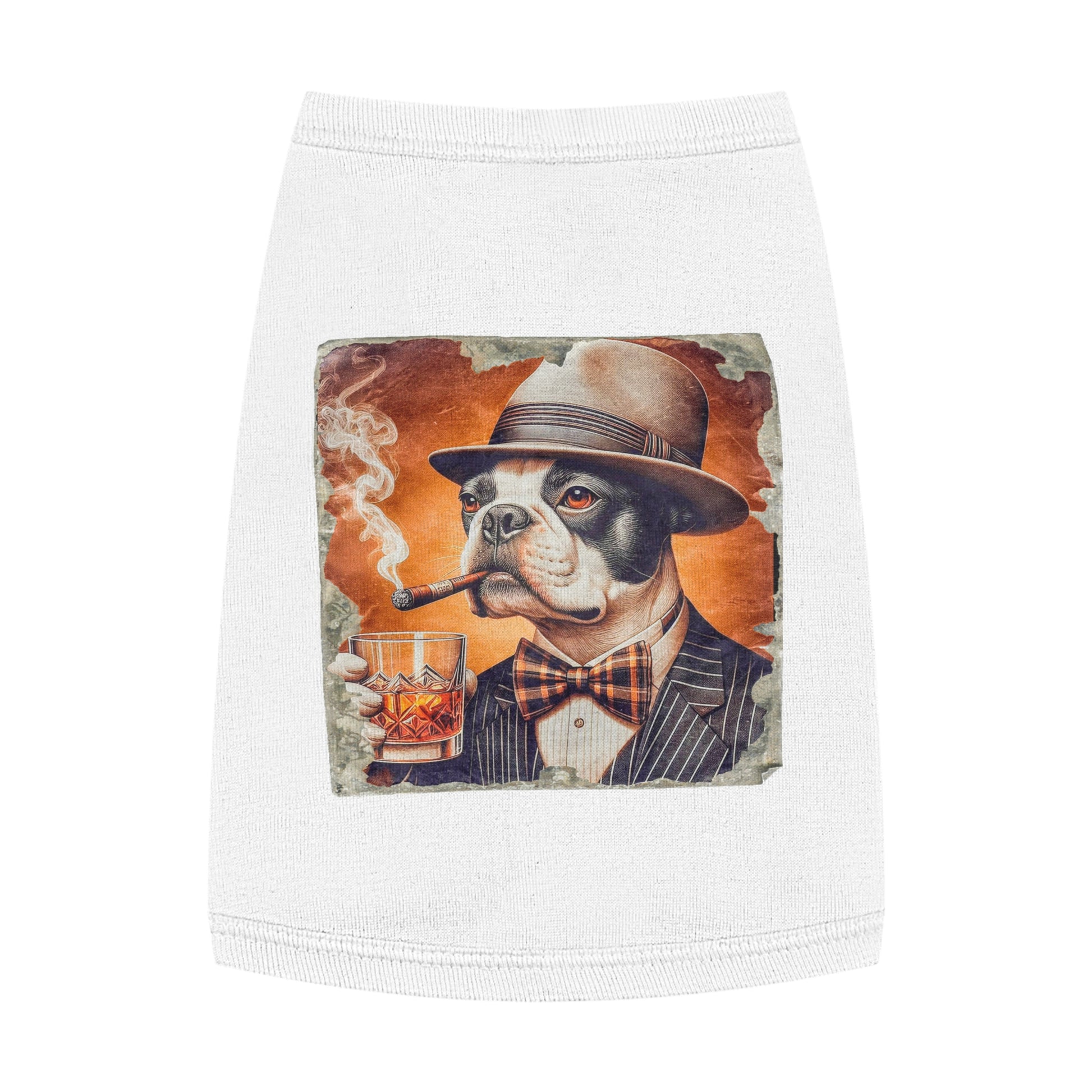 Pet Tank Top Boston Terrier Smoking Cigar Pets Printify   