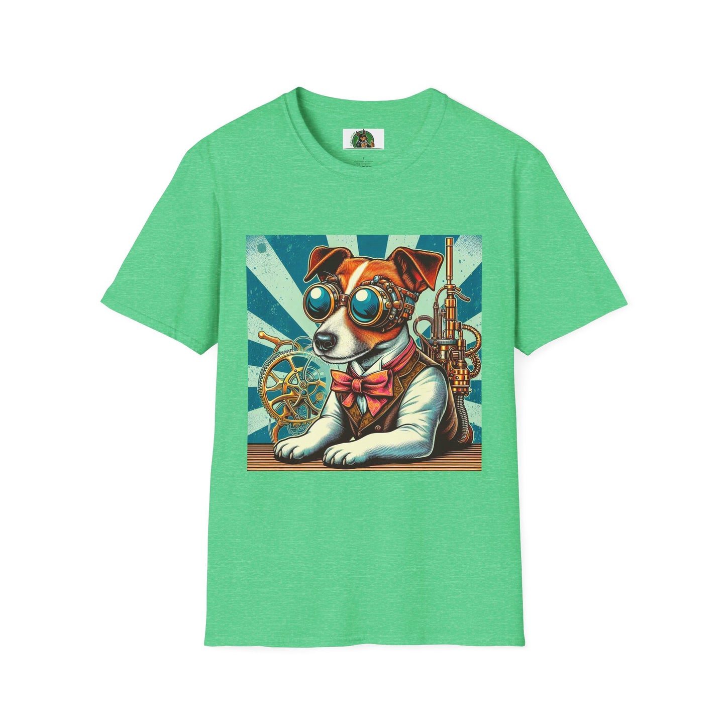 Jack Russell Steampunk Working T-Shirt Printify S Heather Irish Green