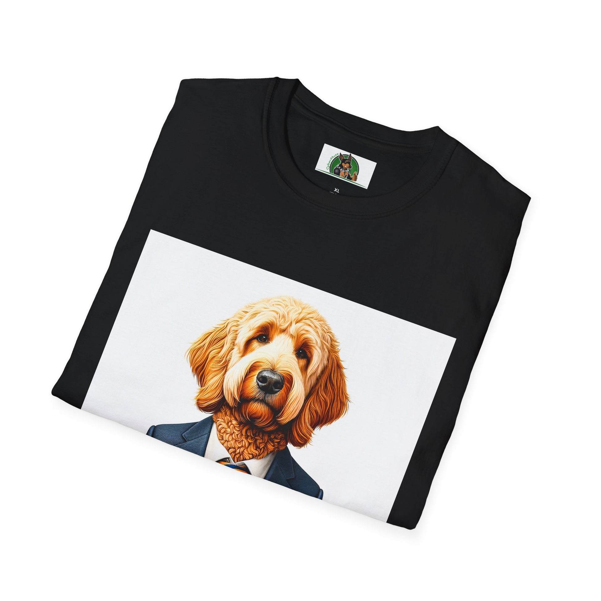 Golden Doodle sitting businessman T-Shirt Printify