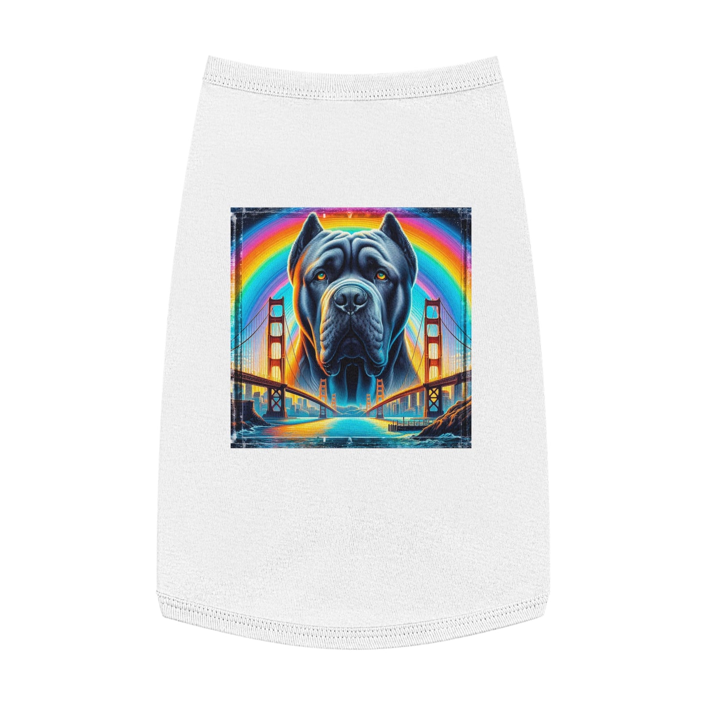 Pet Tank Top Cane Corso Double Rainbow Bridge Pets Printify L White