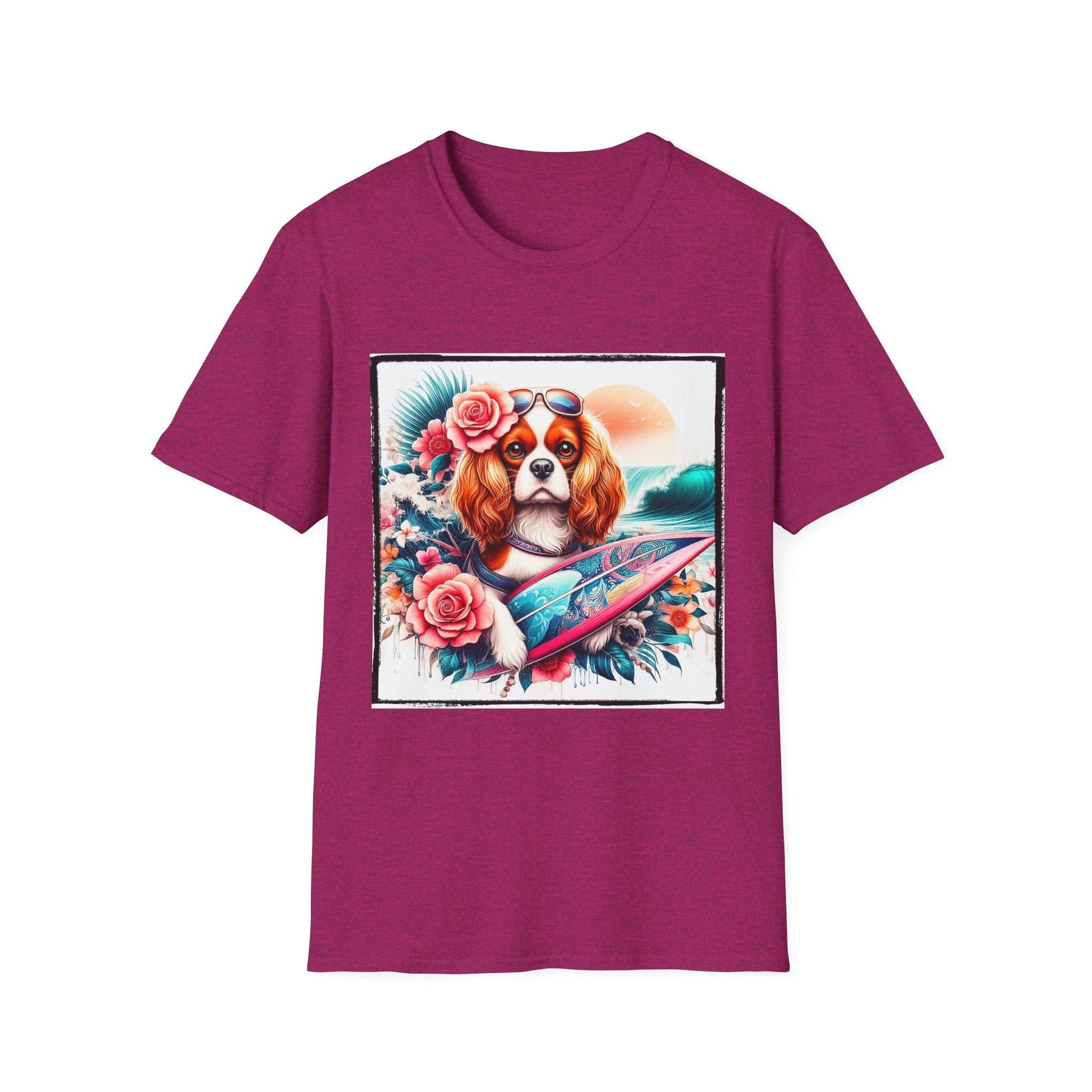 Cavalier King Charles Spaniel Surfer Girl T Shirt For Dog Lovers Cavalier Fans Beach Tee T-Shirt Printify