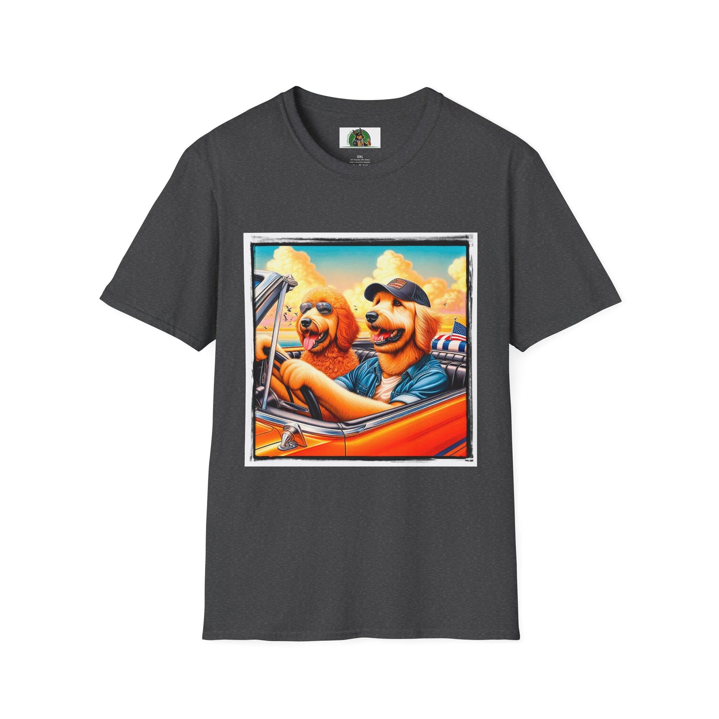 Wacky Golden Doodle driving frirnds T-Shirt Printify XS Dark Heather