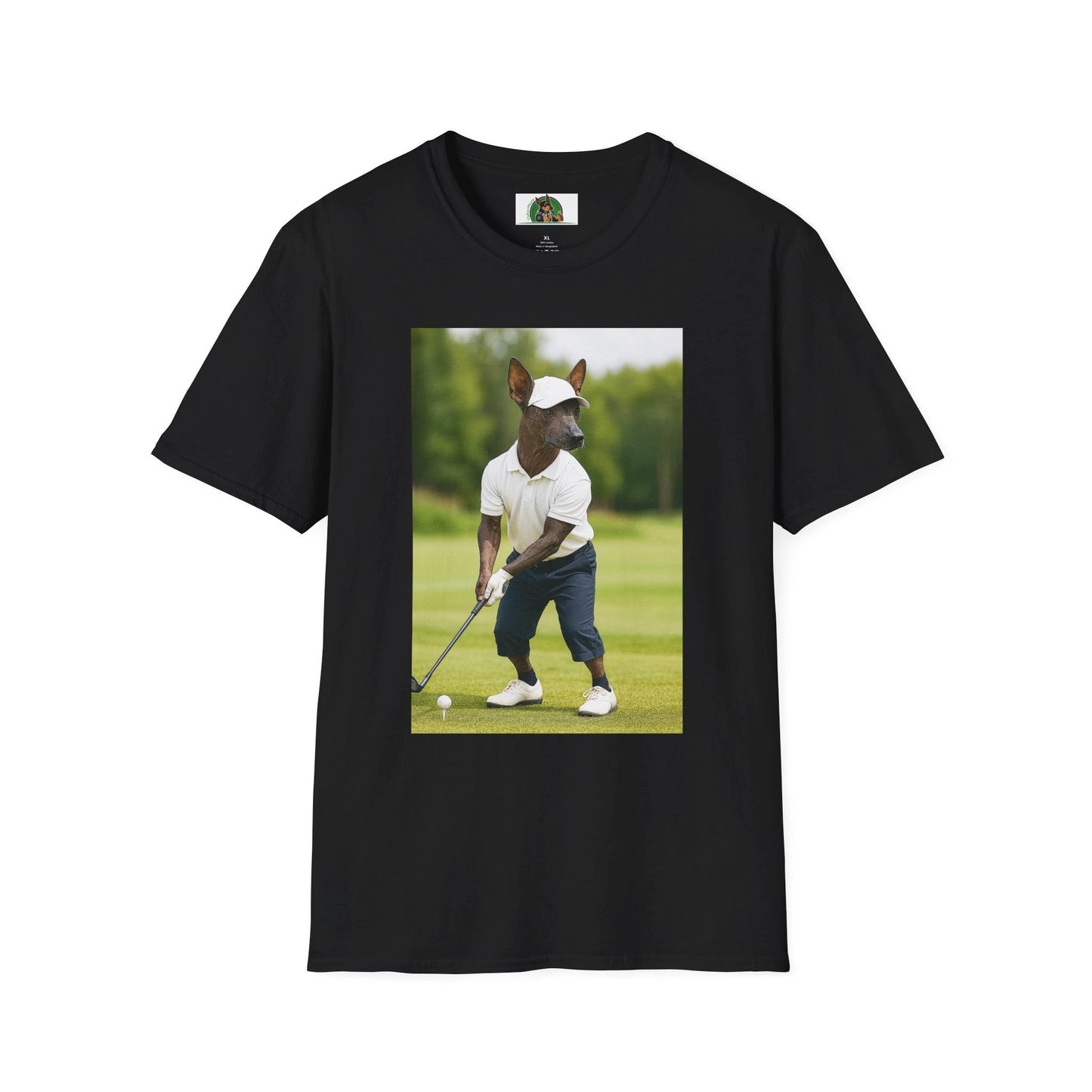 Mexican Hairless Dog Golf Tee — Dog Lover Sports T-Shirt T-Shirt Printify Black S