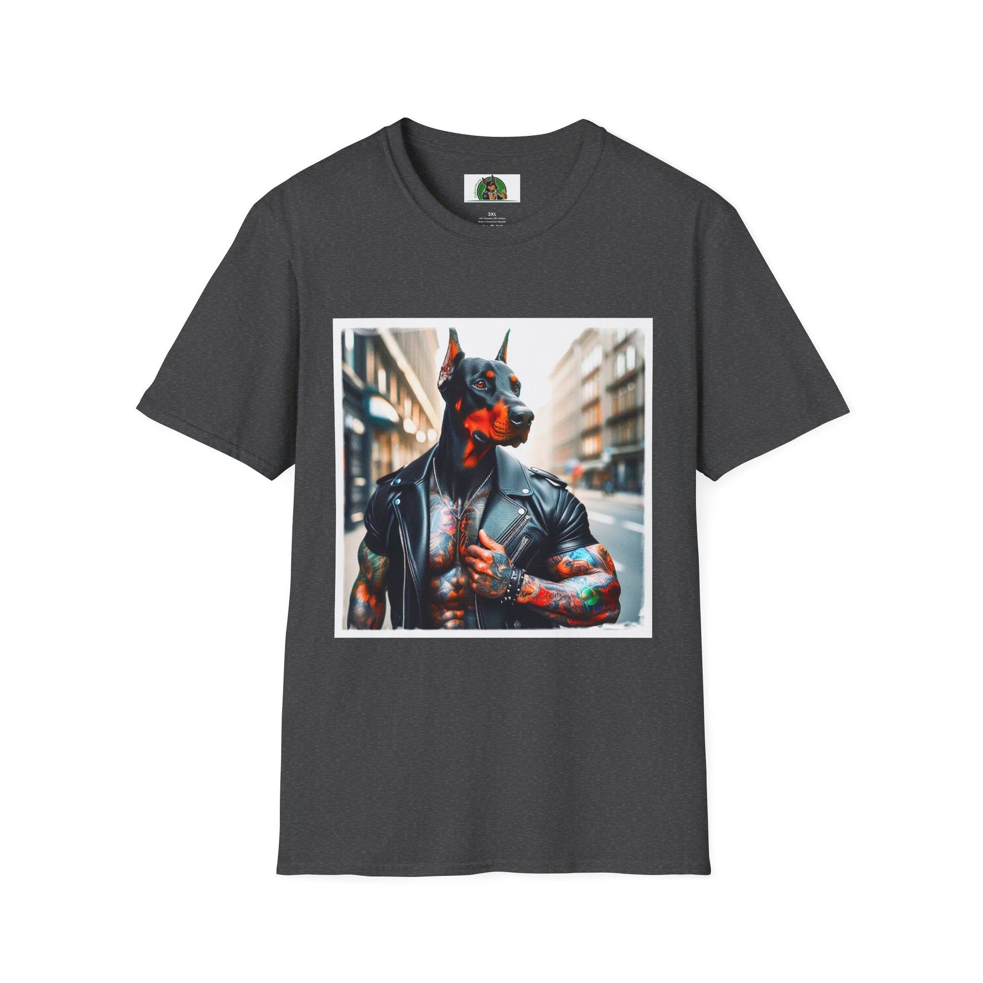 Doberman tough guy t shirt T-Shirt Printify XS Dark Heather