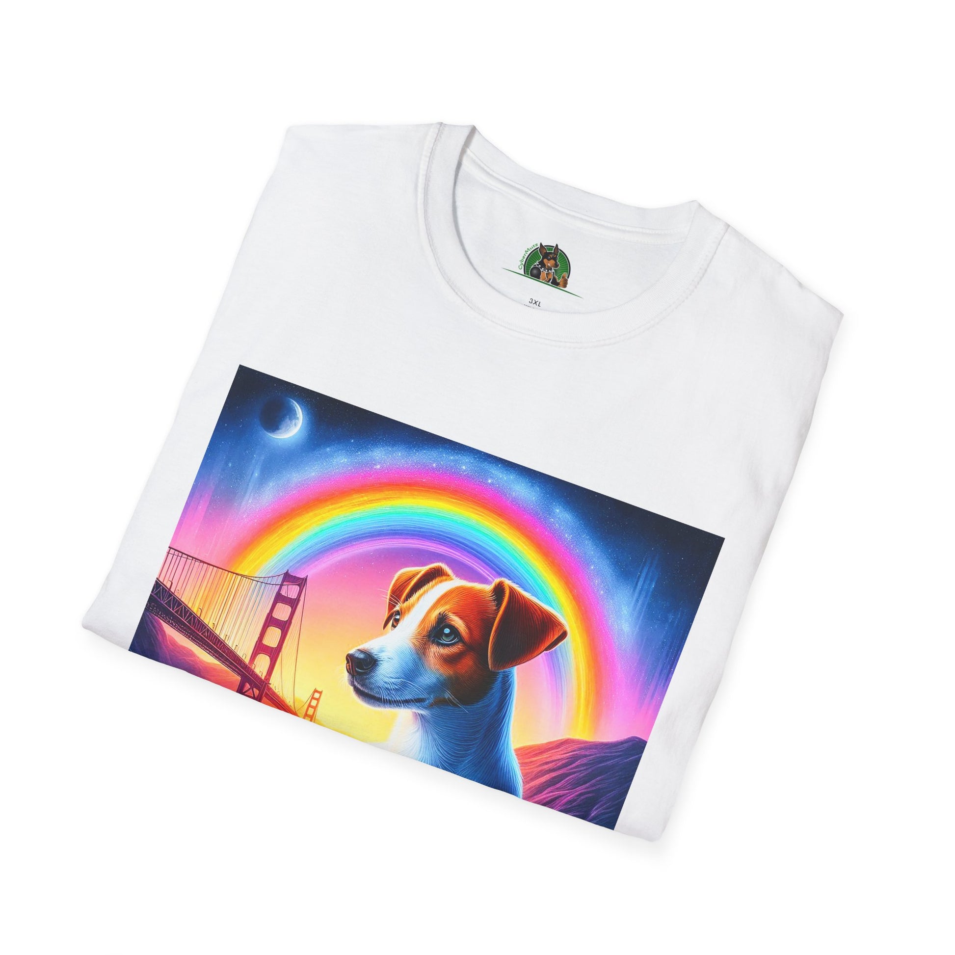 Jack Russell Rainbow Bridge Moonlit Mountain T-Shirt Printify