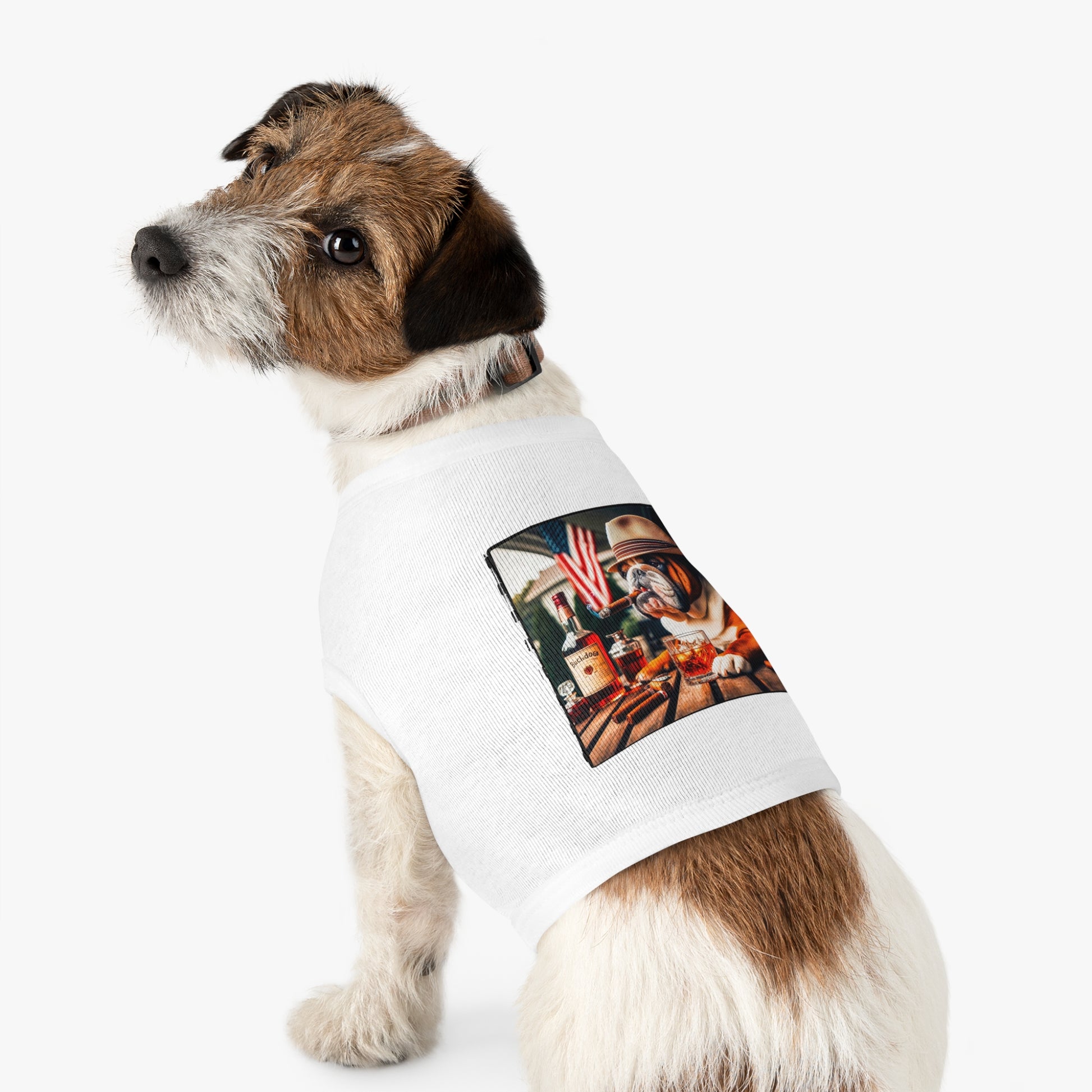 Pet Tank Top Bulldog cigar chilling t shirt Pets Printify