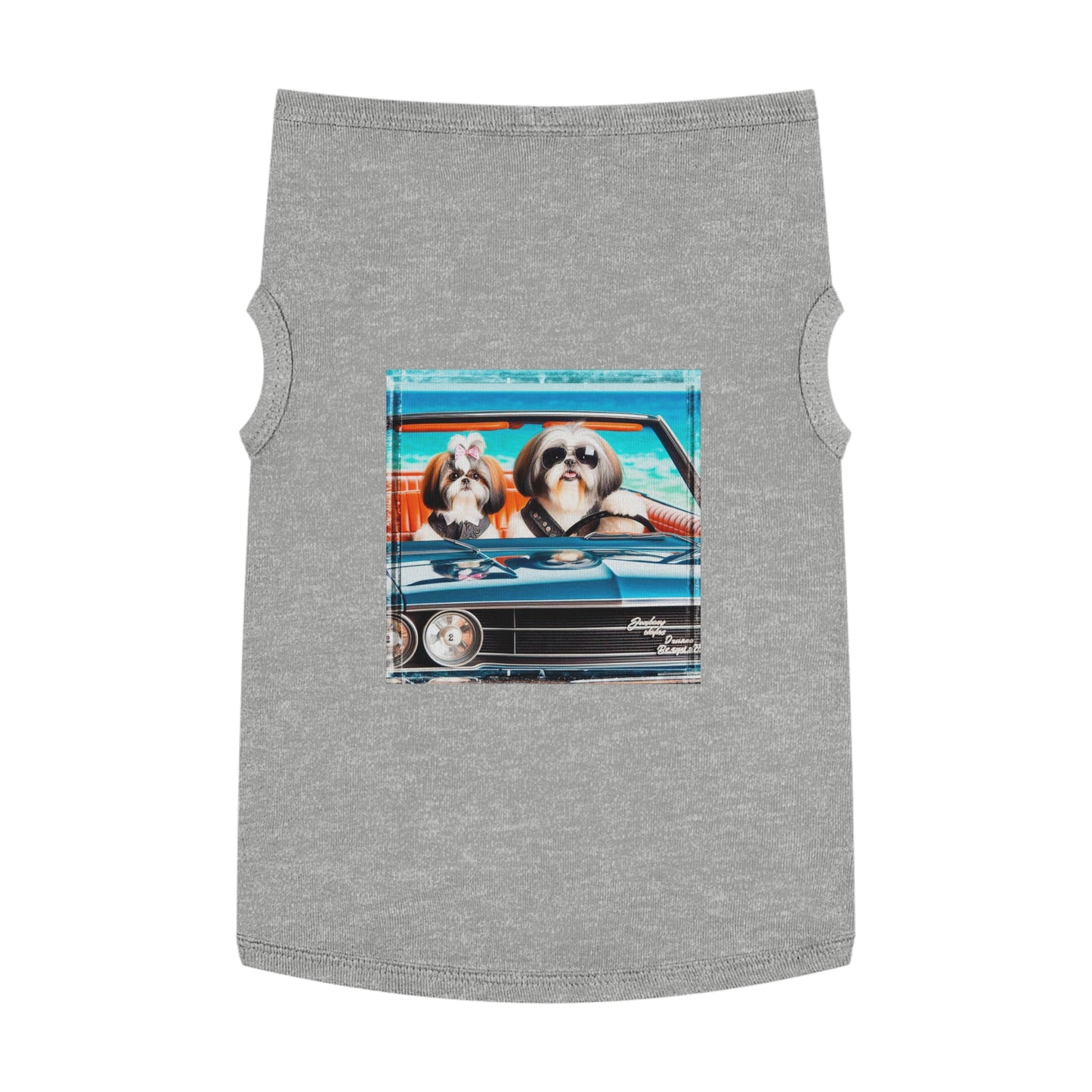 Pet Tank Top Shih Tzu frirbfs Driving Pets Printify XL Heather