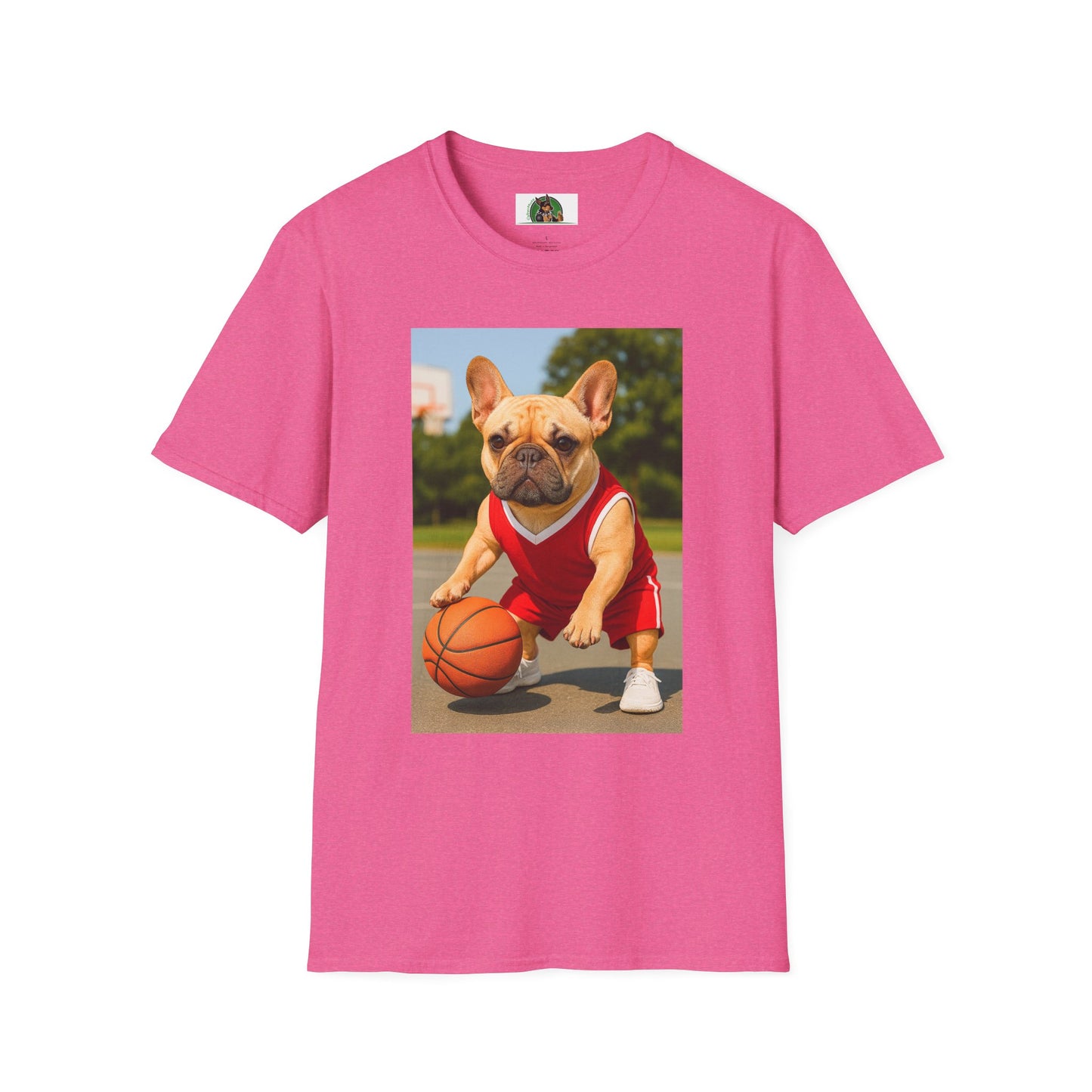 Sports Basketball French Bulldog Tee T-Shirt Printify Heather Heliconia S