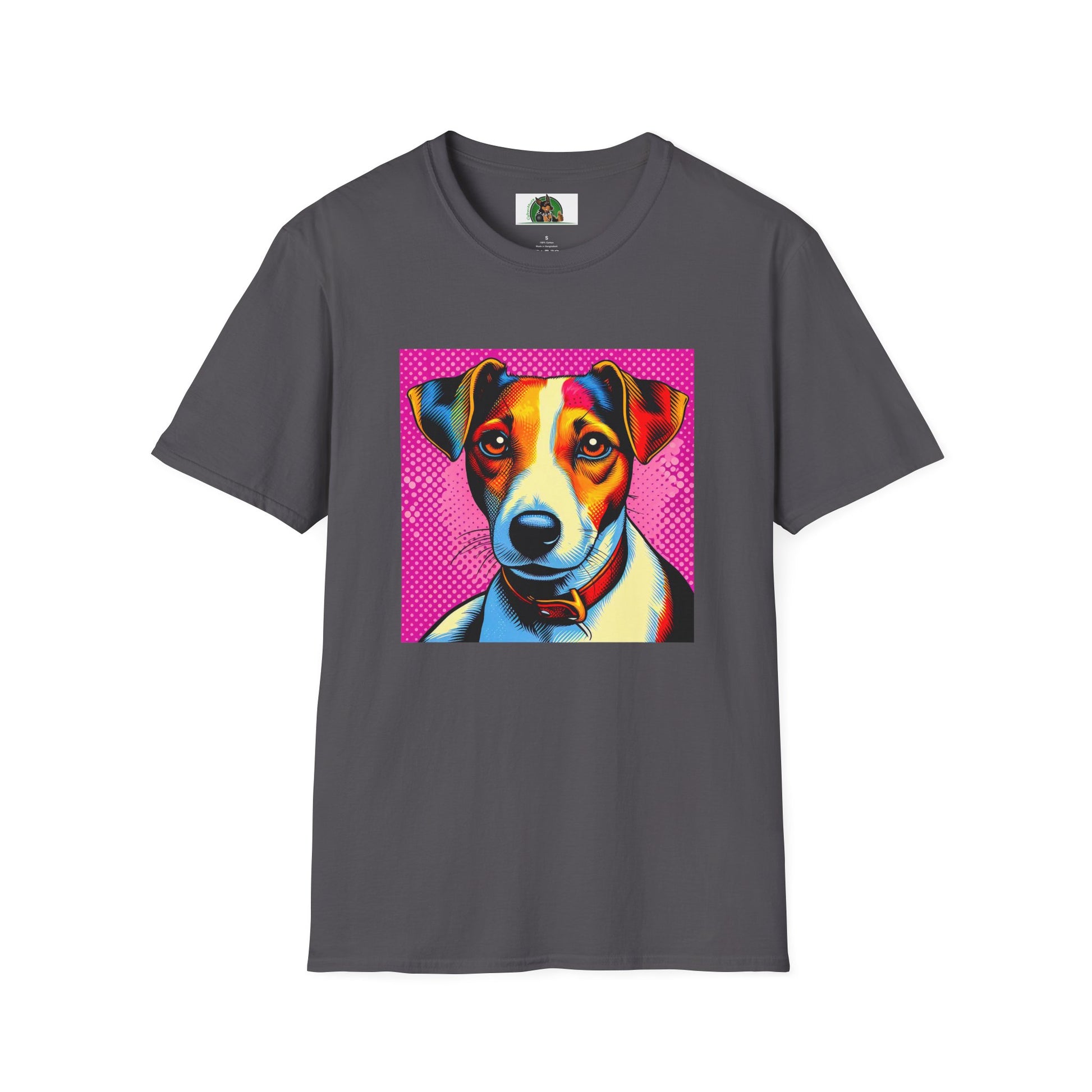 Jack Russell Pink Pop Art T-Shirt Printify S Charcoal