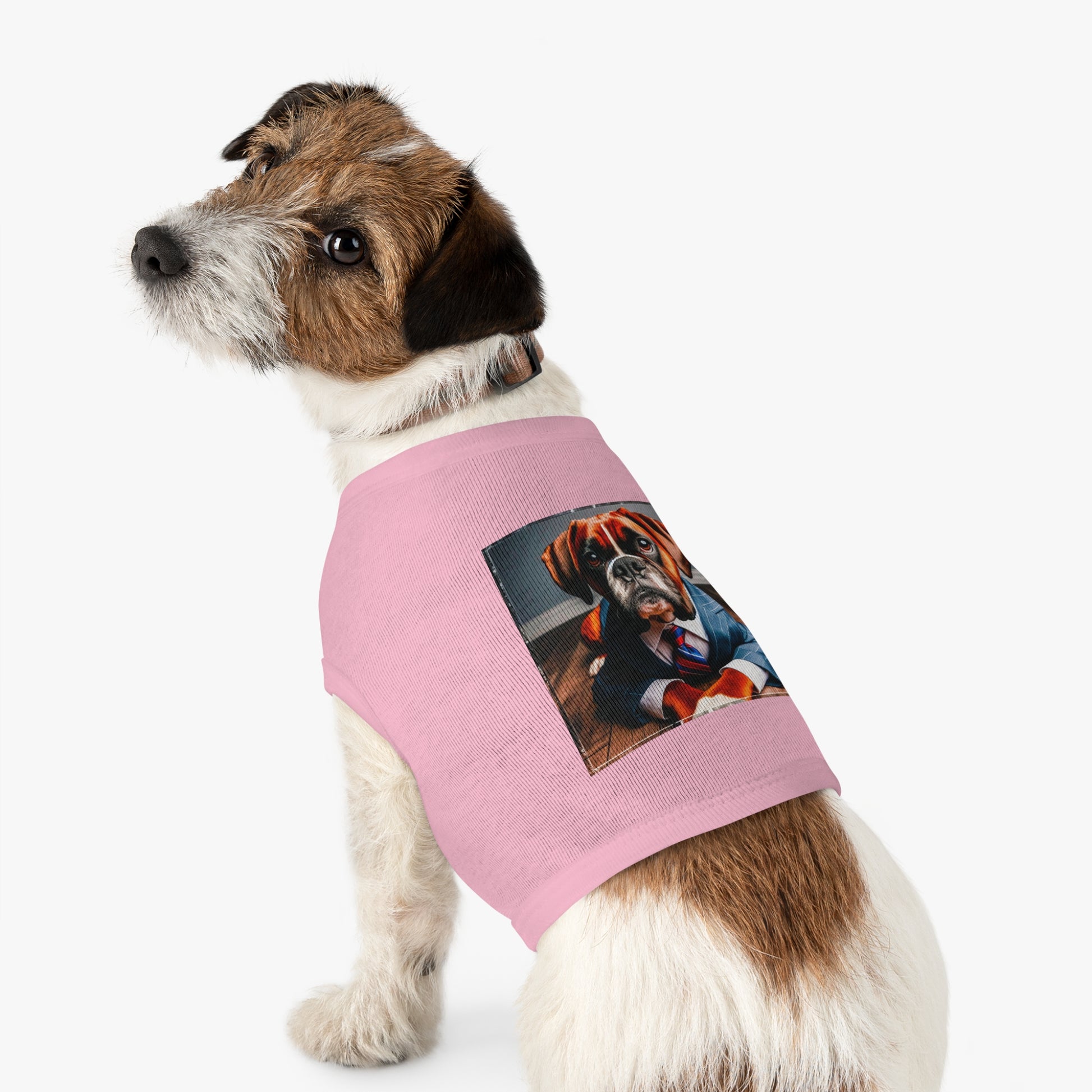 Pet Tank Top Boxer Dog Wearing Suit Pets Printify   