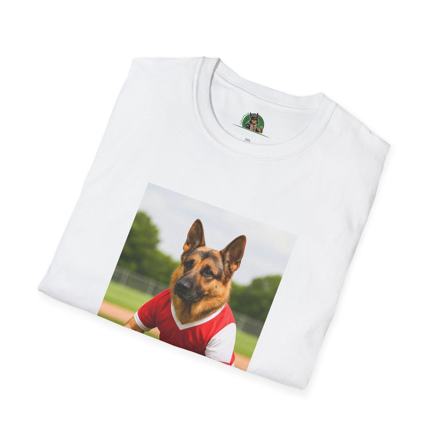 German Shepherd Soccer T-Shirt — Sports Dog Playing Soccer T-Shirt Printify