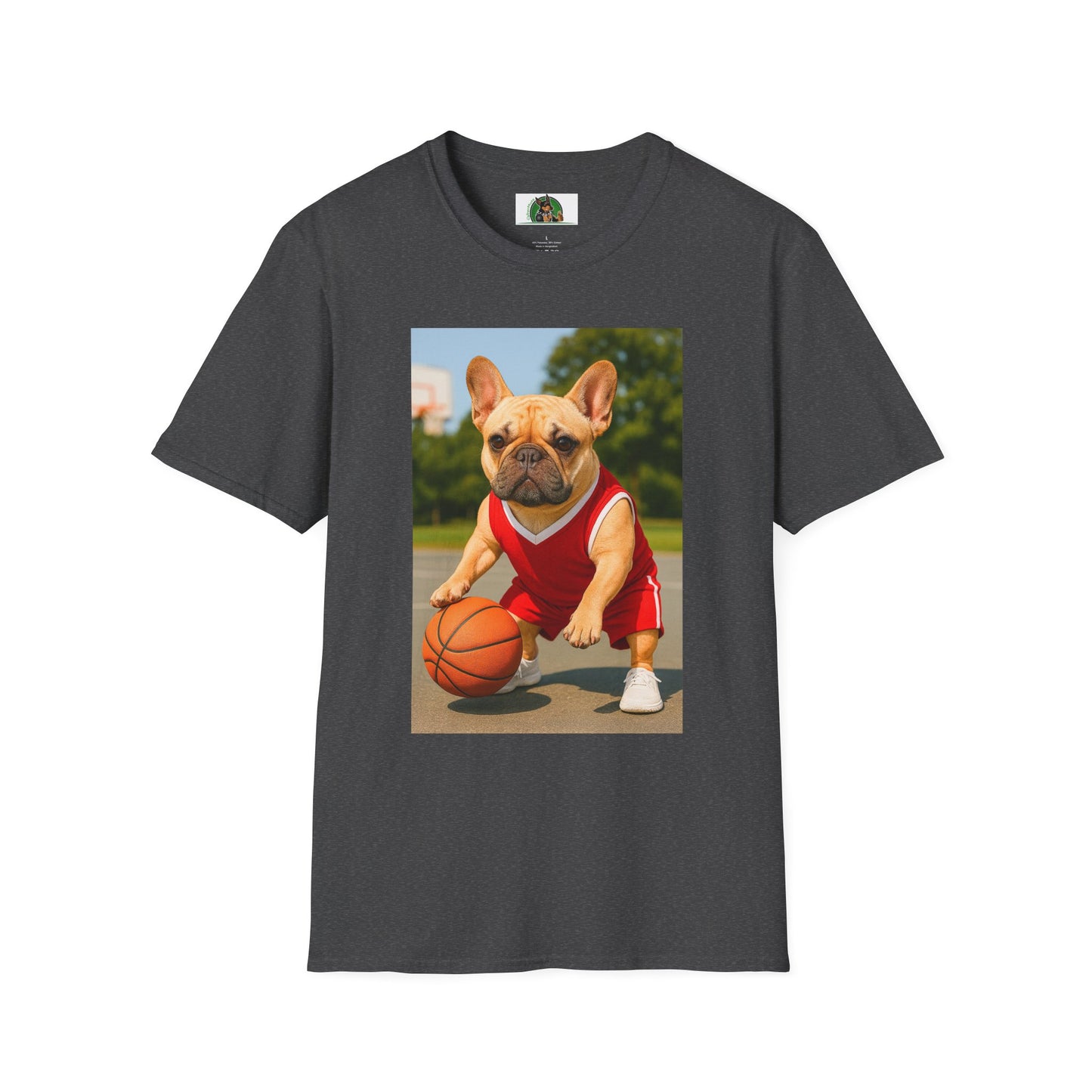 Sports Basketball French Bulldog Tee T-Shirt Printify Dark Heather XS