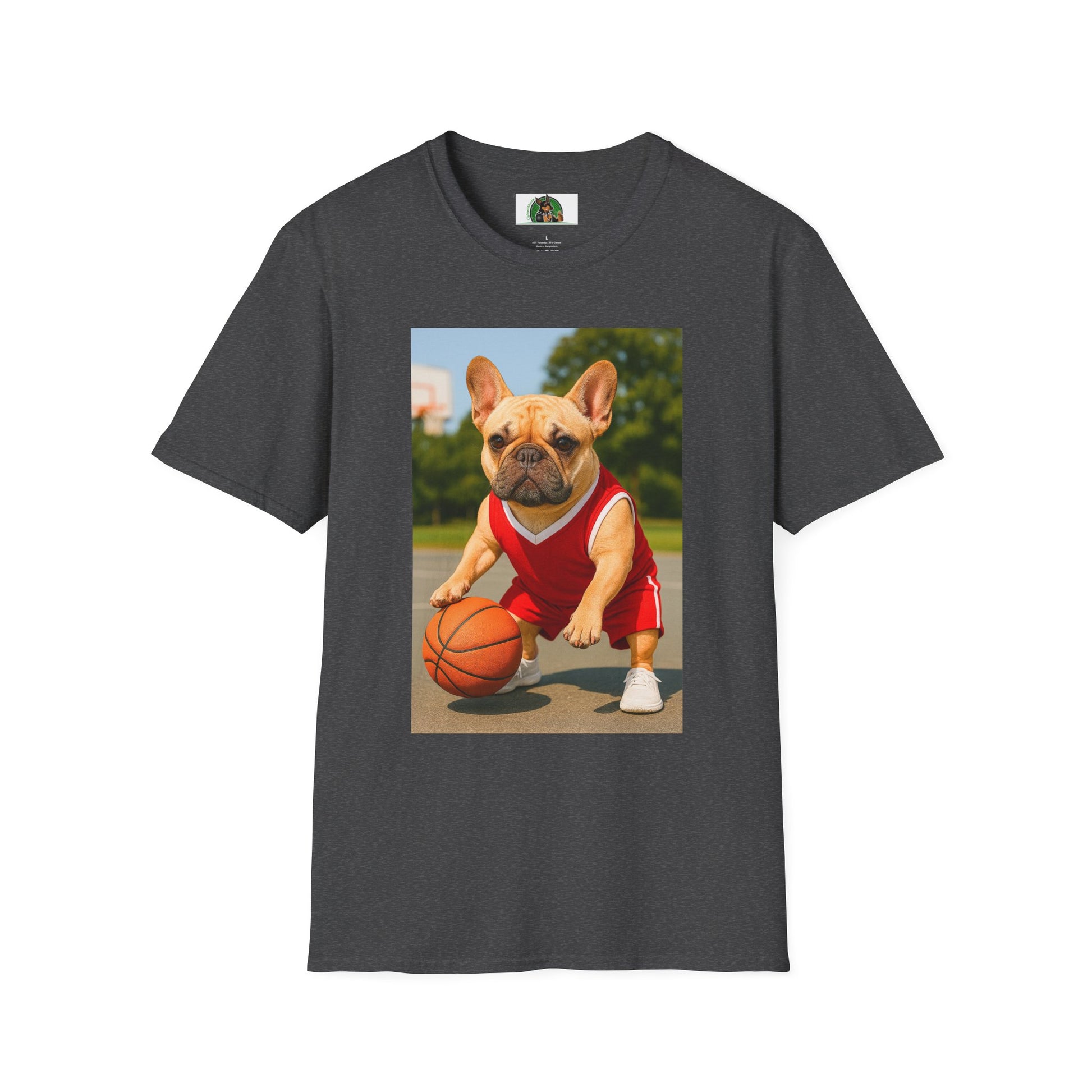 Sports Basketball French Bulldog Tee T-Shirt Printify Dark Heather XS