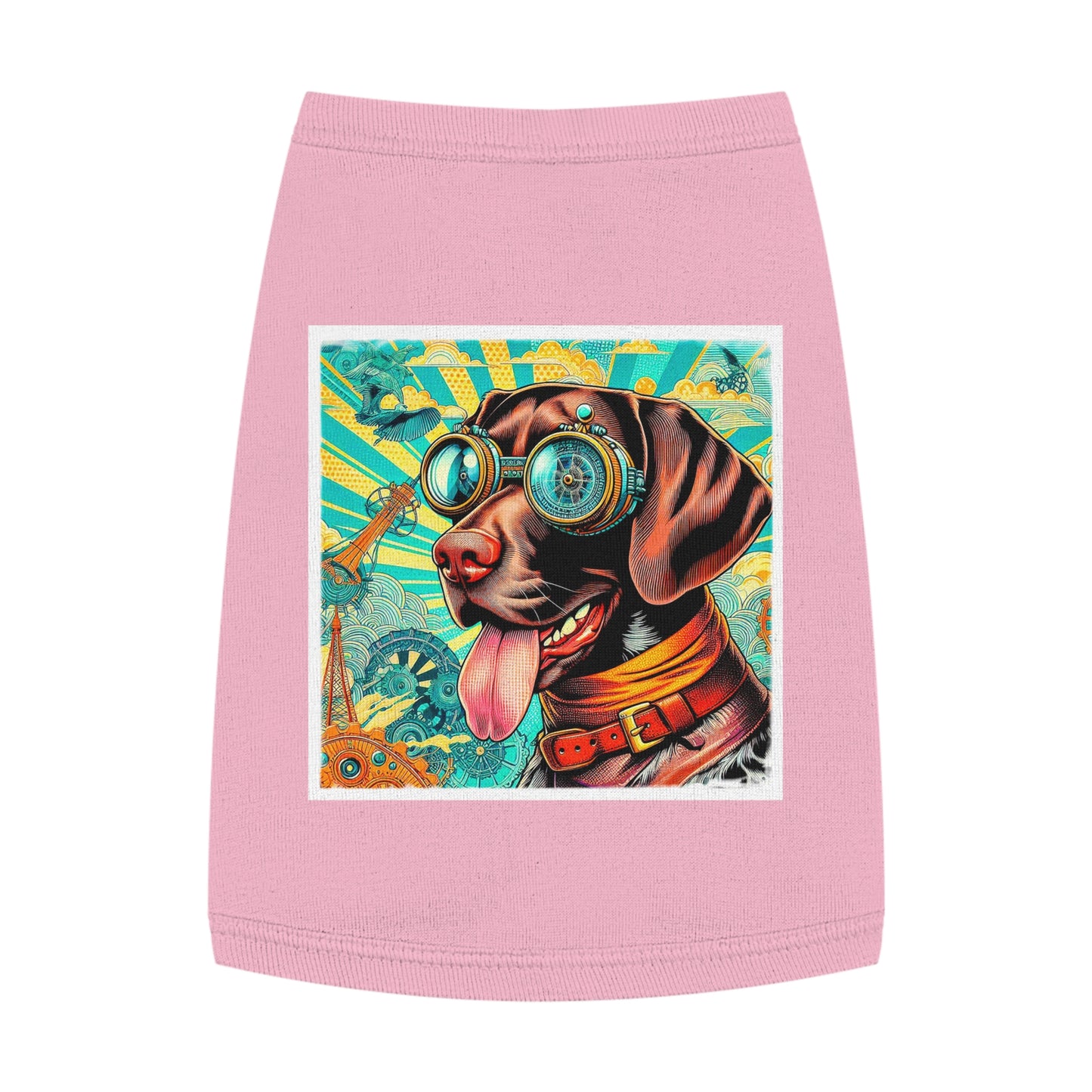 German Shorthaired Pointer blue and yellow striped steampunk Pets Printify M Pink