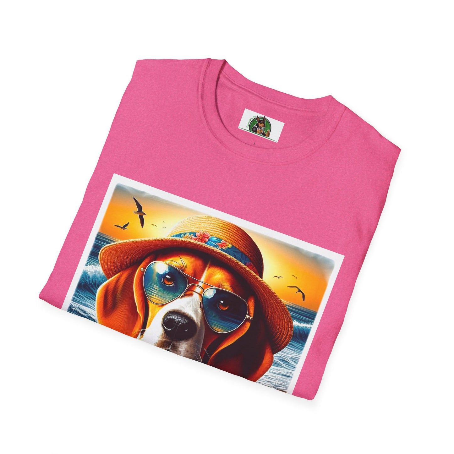 Beagle Wearing Sun Hat At The Beach T-Shirt Printify   