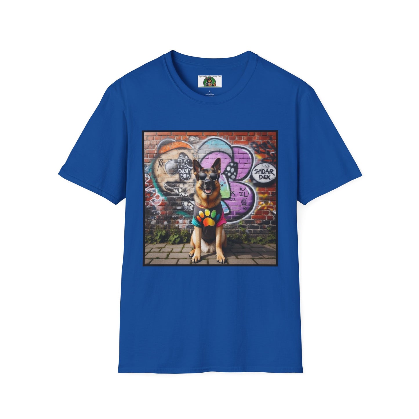 German Shepherd Dog Chillin Unisex Softstyle T-Shirt T-Shirt Printify S Royal