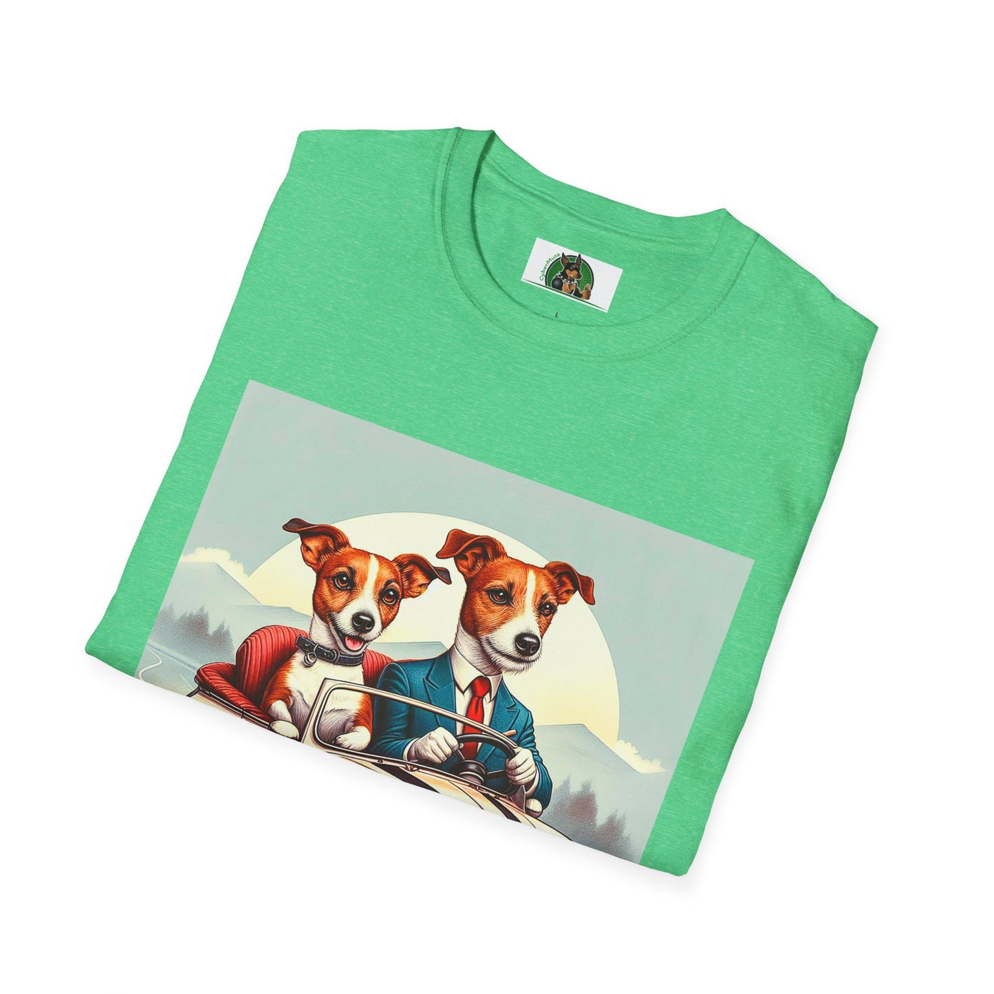 Wacky Jack Russell Husband And Wife In Car T-Shirt Printify   