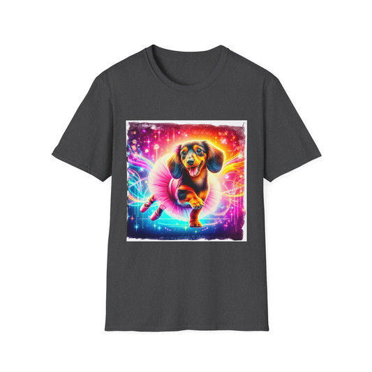 Dachshund dancing ballerina t shirt T-Shirt Printify XS Dark Heather