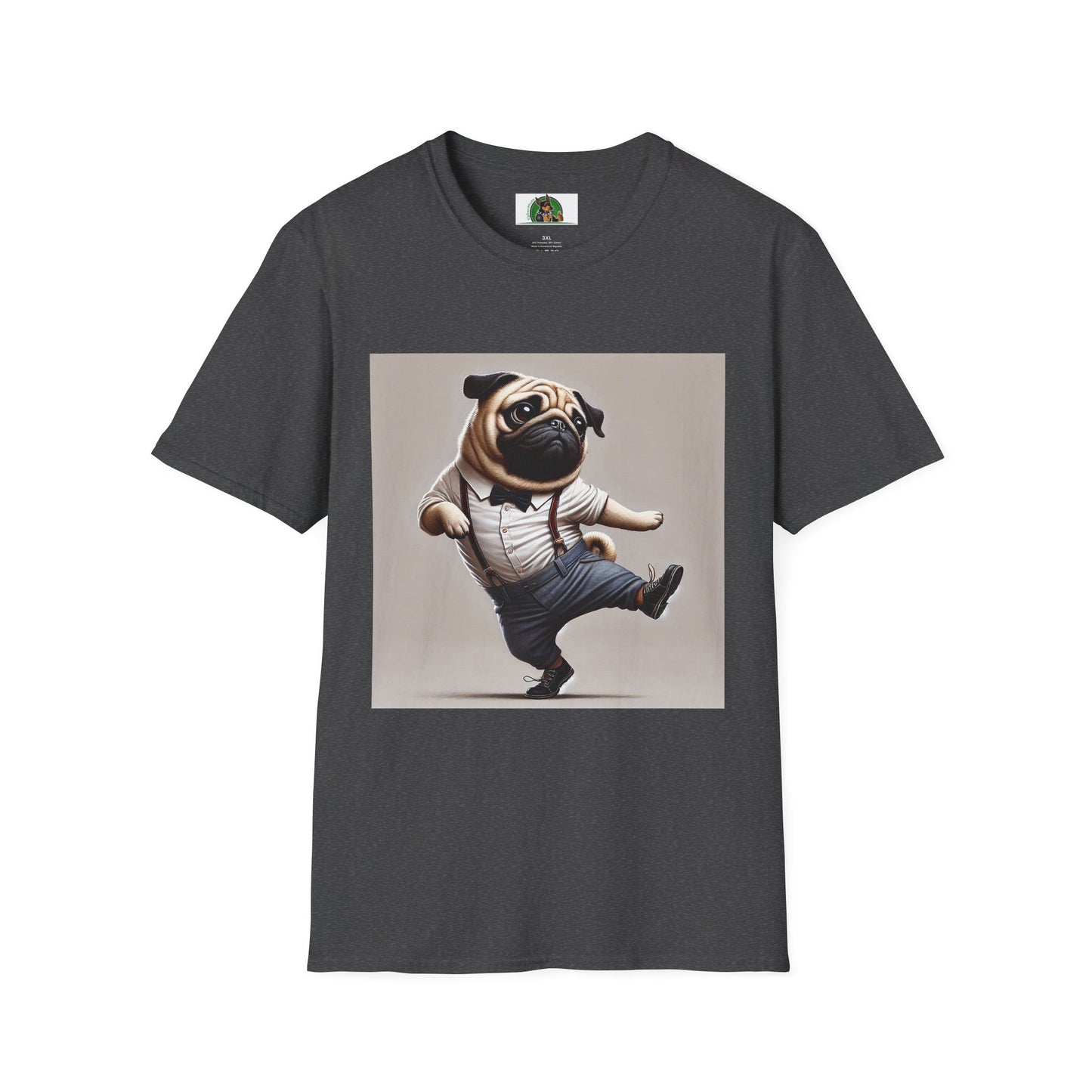Dancing Pug T-Shirt T-Shirt Printify XS Dark Heather