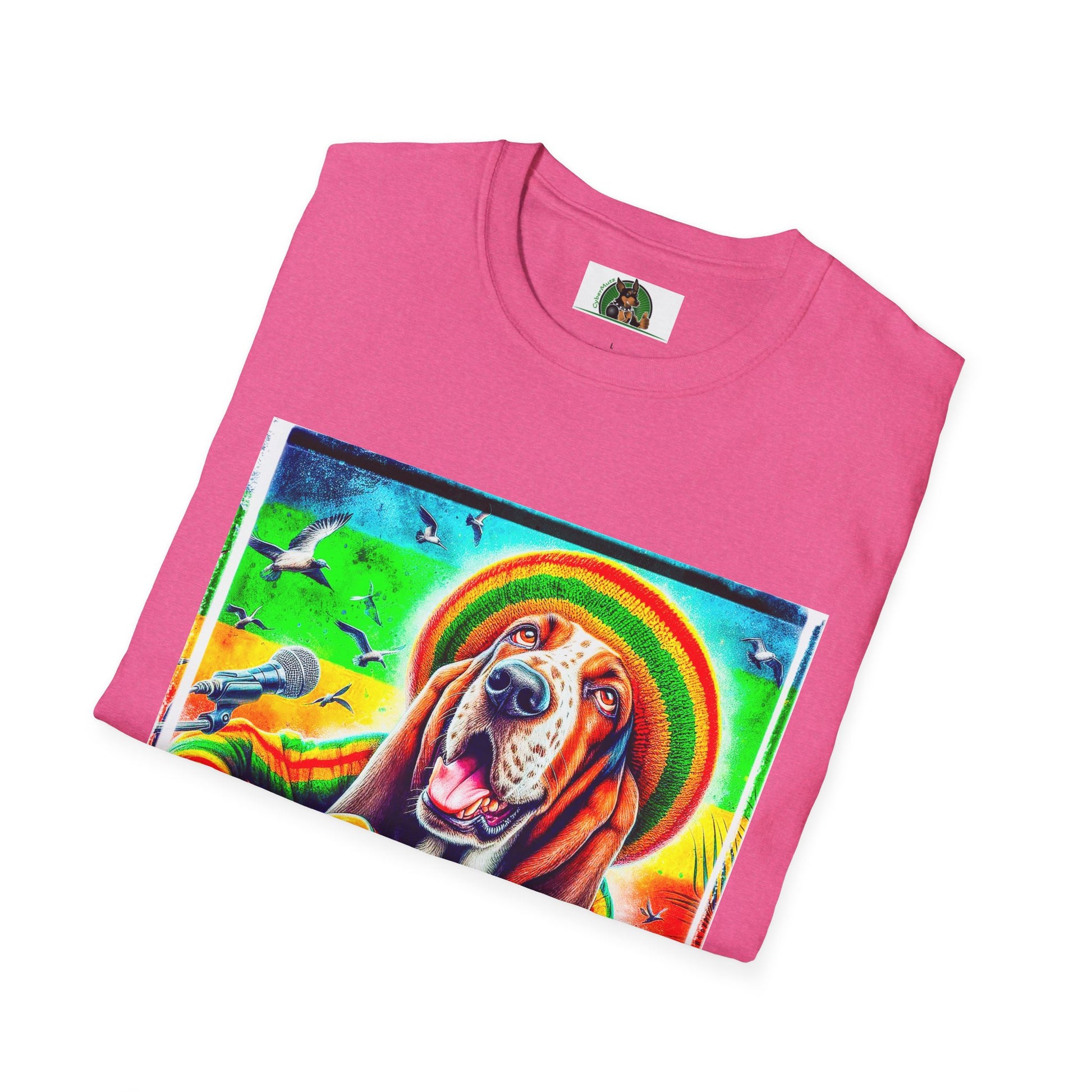 Basset Hound Rasta Dog Playing Guitar T-Shirt Printify   