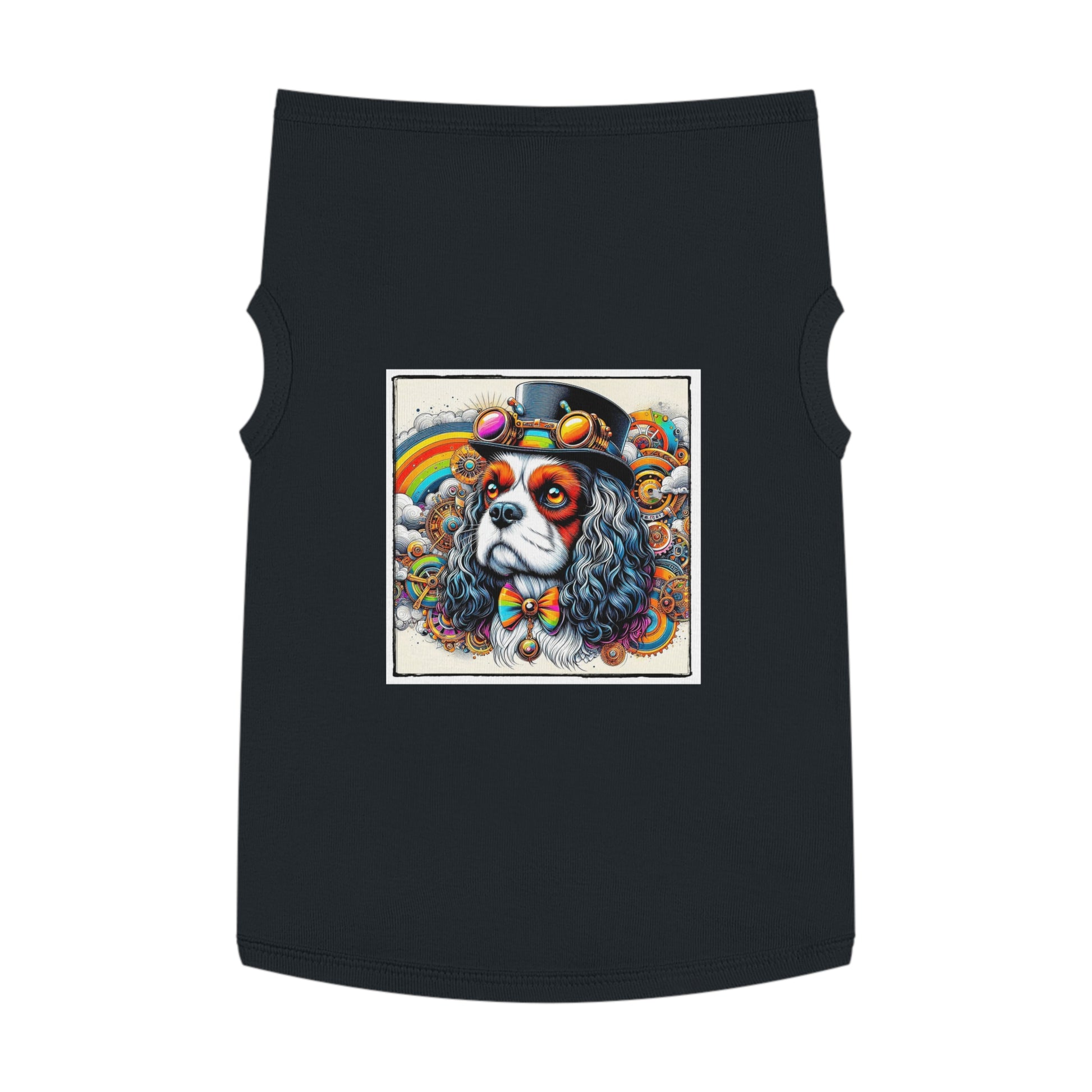 Pet Tank Top Cavalier King Charles Spaniel SteamPunk Colorful T Shirt Pets Printify