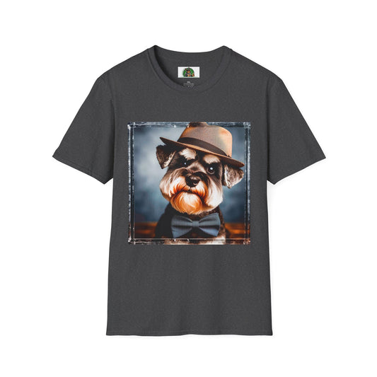 Miniature Schnauzer hat and bow tie shirt T-Shirt Printify XS Dark Heather
