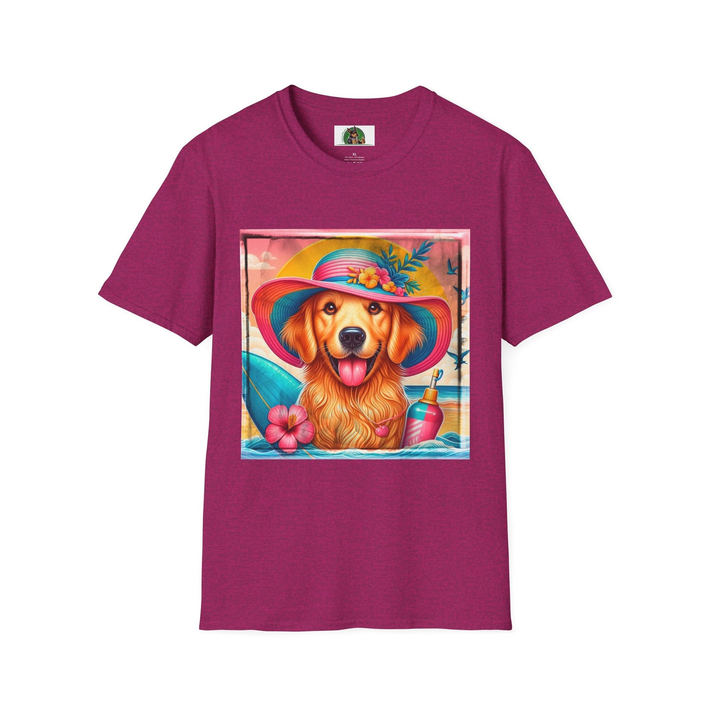 Golden Retriever T-Shirt Printify S Antique Heliconia 