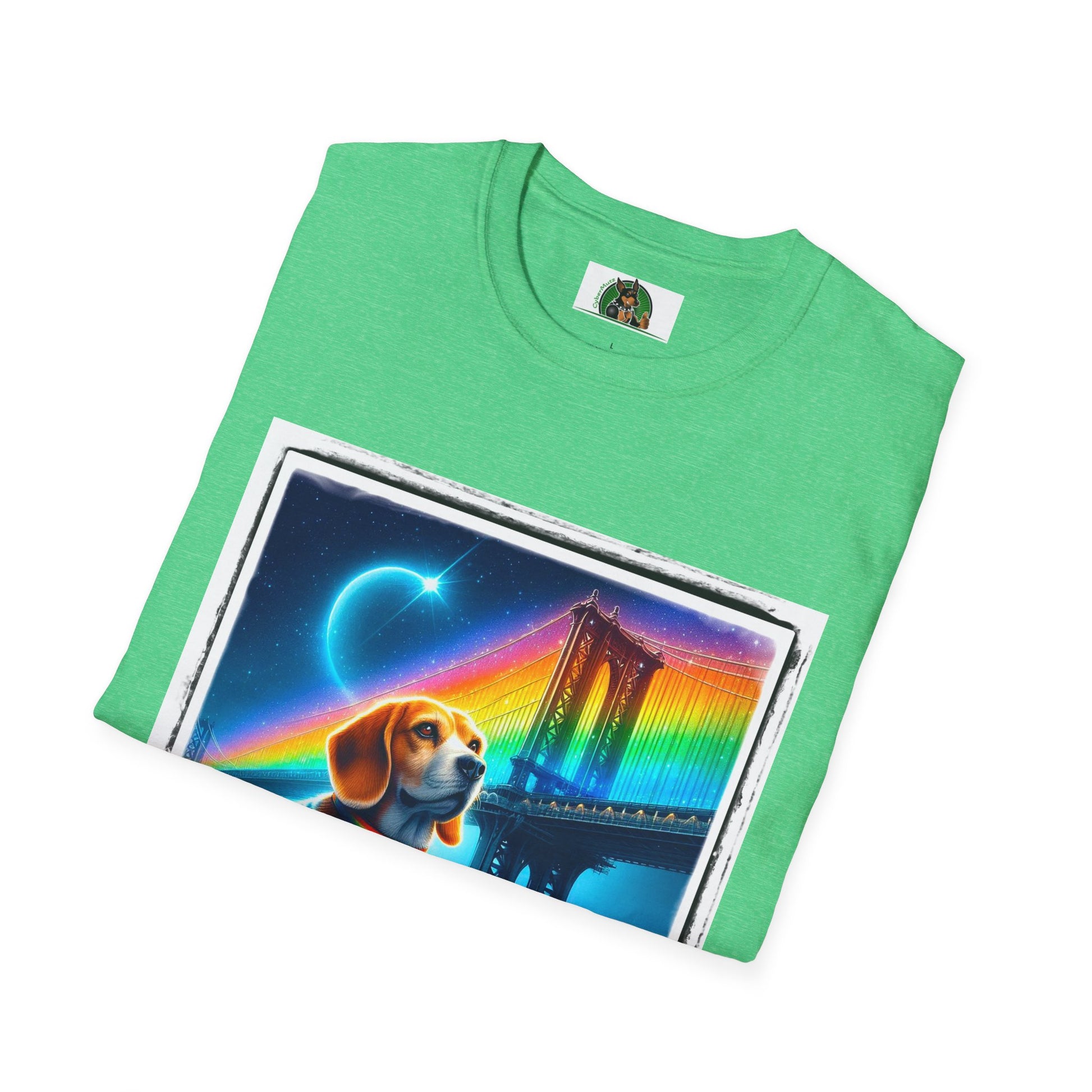 Beagle Sitting Under Rainbow Bridge T-Shirt Printify   