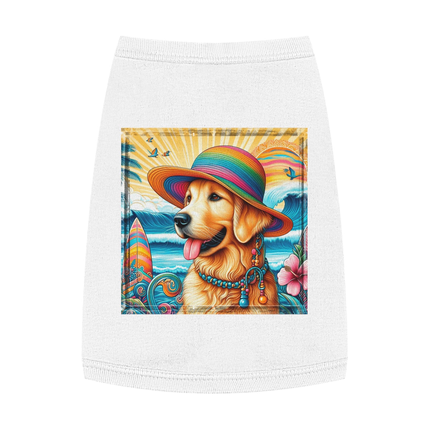 Golden Retriever pet tank top Pets Printify M White 