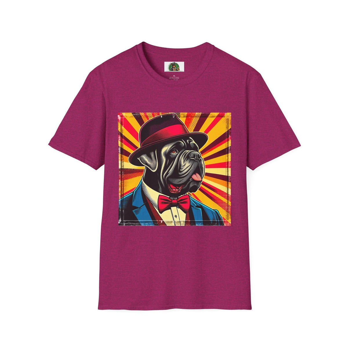 Cane Corso Dog in Suit and Hat Graphic Tee Italian Mastiff Pet Shirt for Dog Lovers Gift Idea T-Shirt Printify S Antique Heliconia