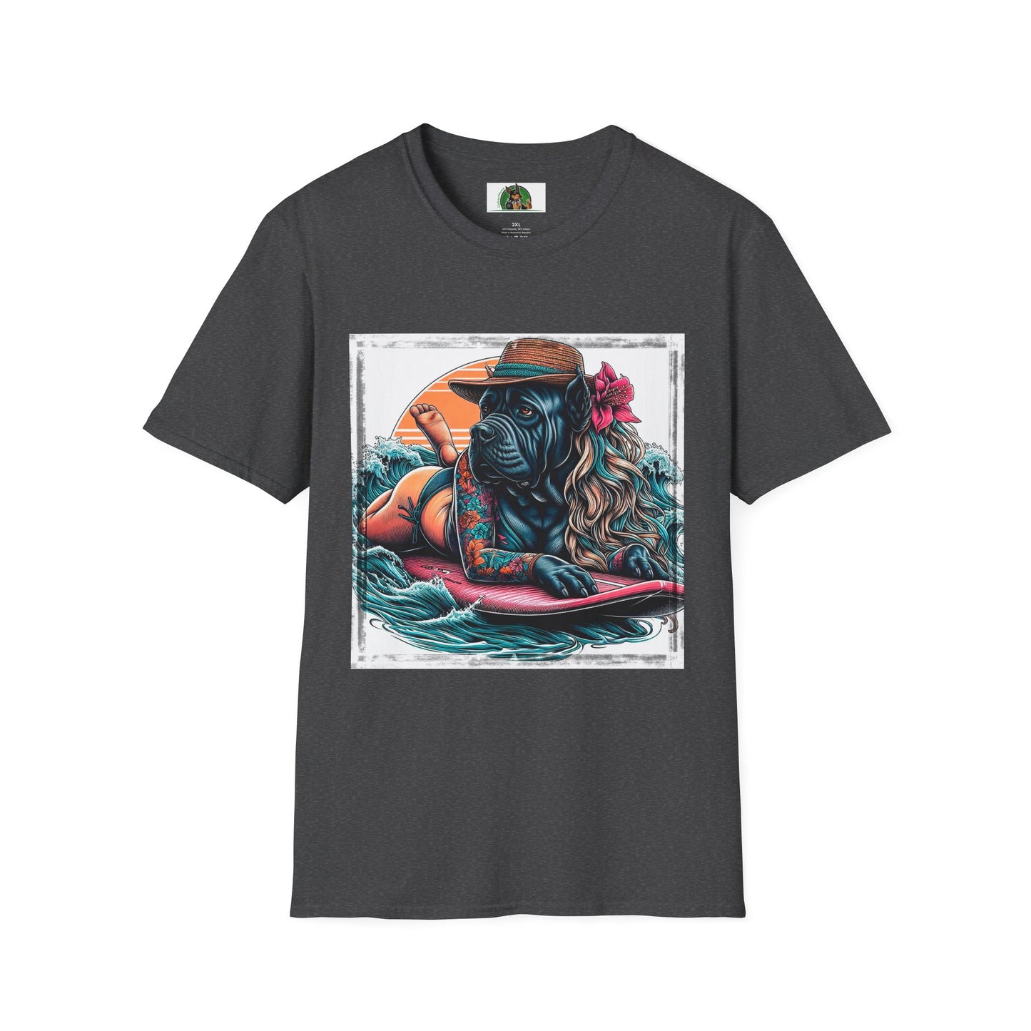 Cane Corso Female Surfer TShirt T-Shirt Printify XS Dark Heather