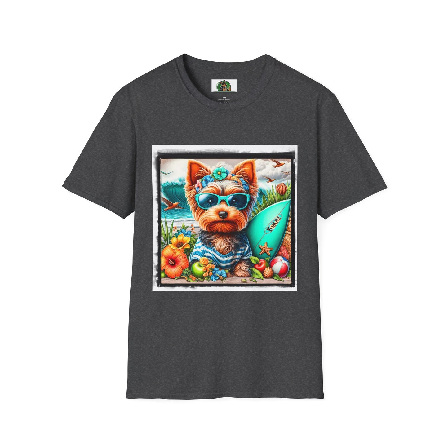 Yorkie flower garden shirt T-Shirt Printify XS Dark Heather