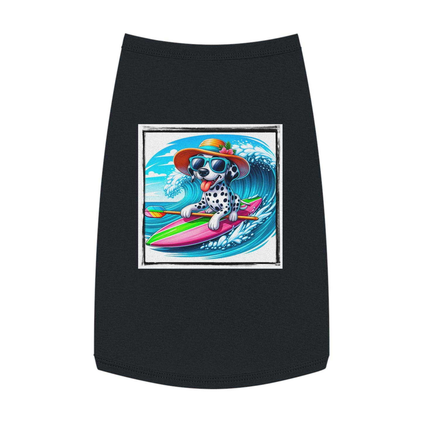 Pet Tank Top Dalmatian surfing t shirt Pets Printify