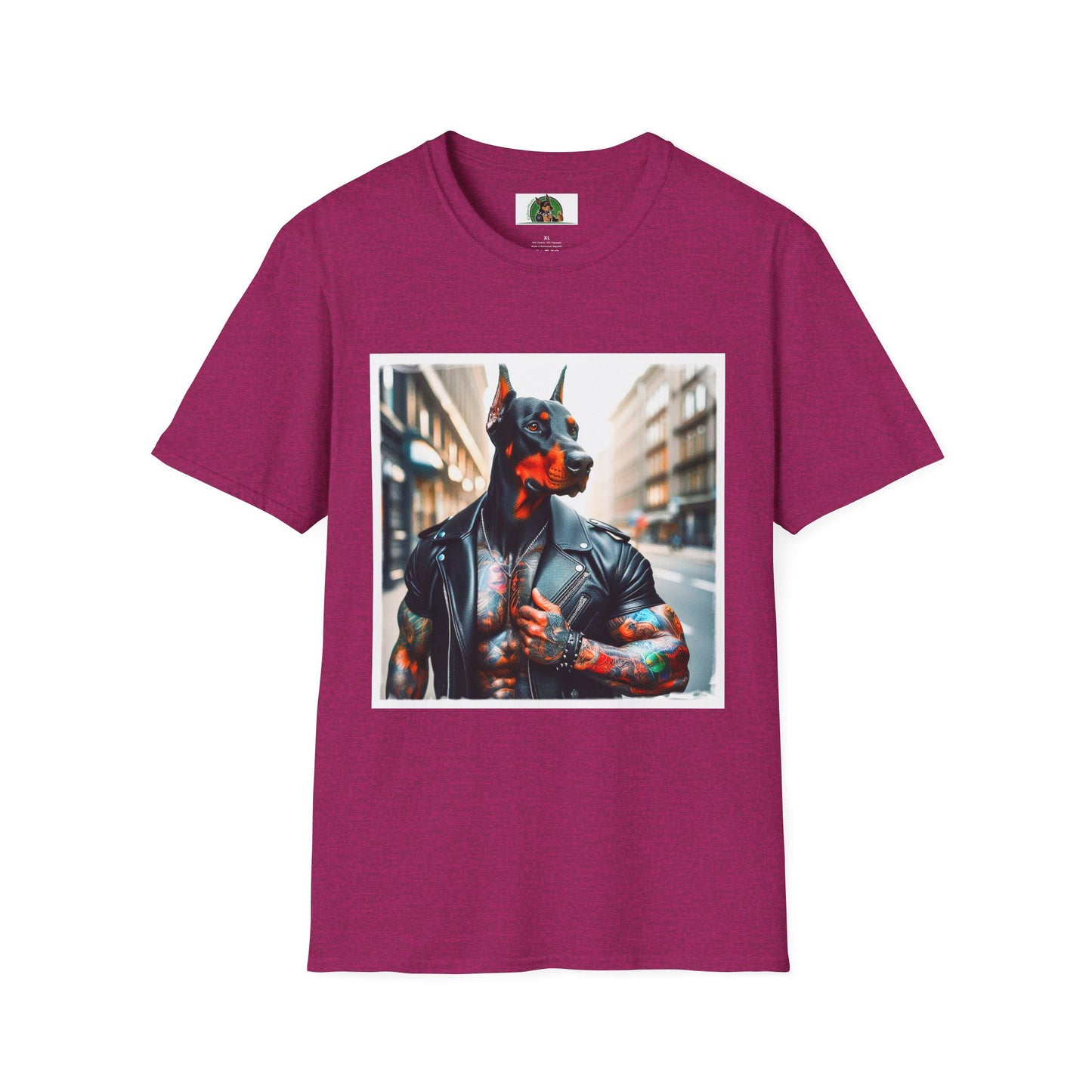 Doberman tough guy t shirt T-Shirt Printify S Antique Heliconia