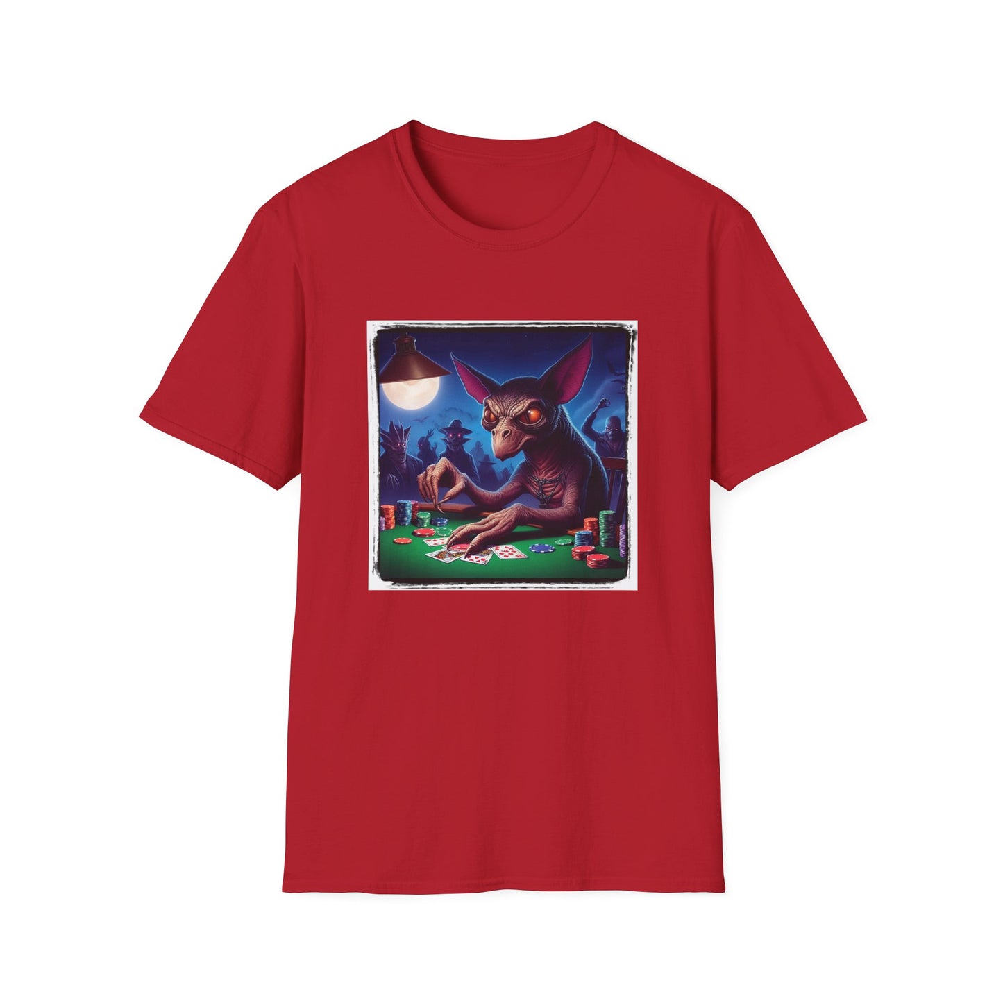 Chupacabra card playing t shirt T-Shirt Printify S Cherry Red