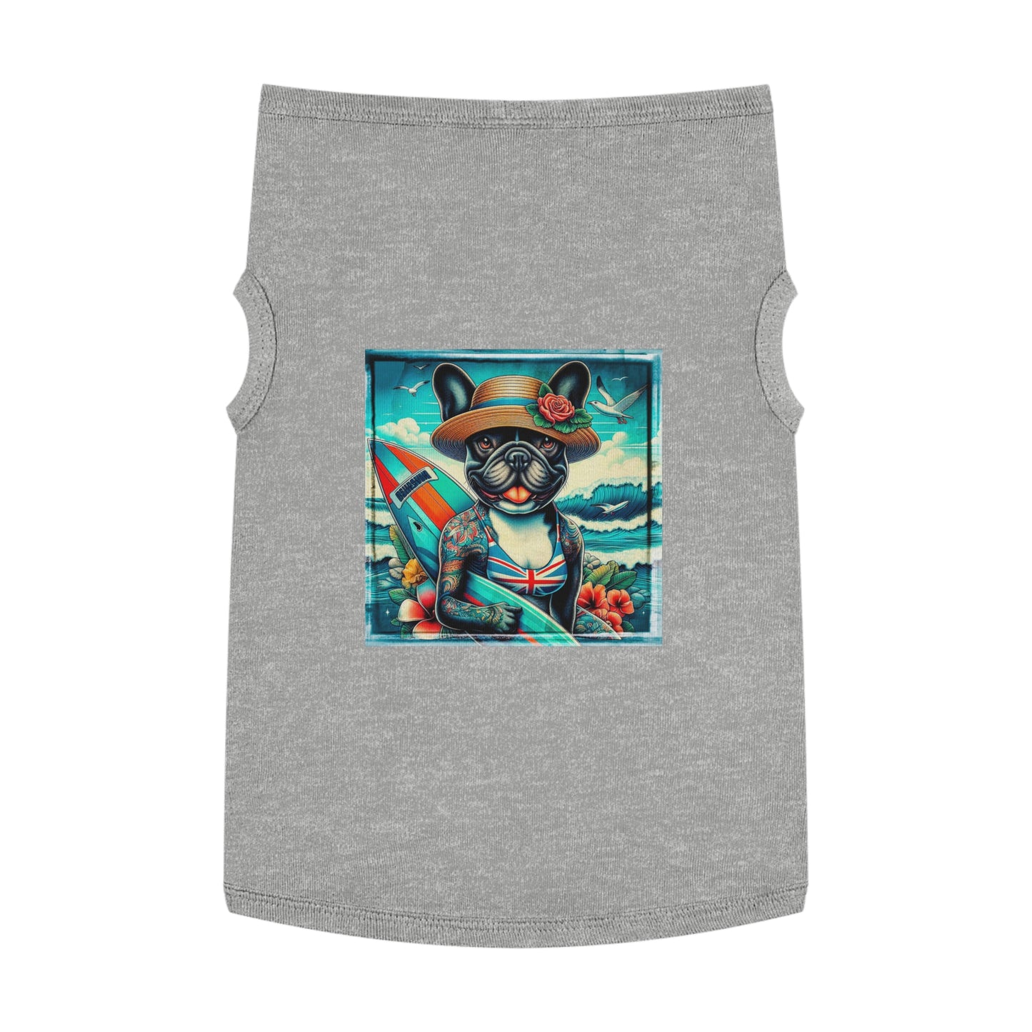 Pet Tank Top French Bulldog beach beauty t shirt Pets Printify XL Heather