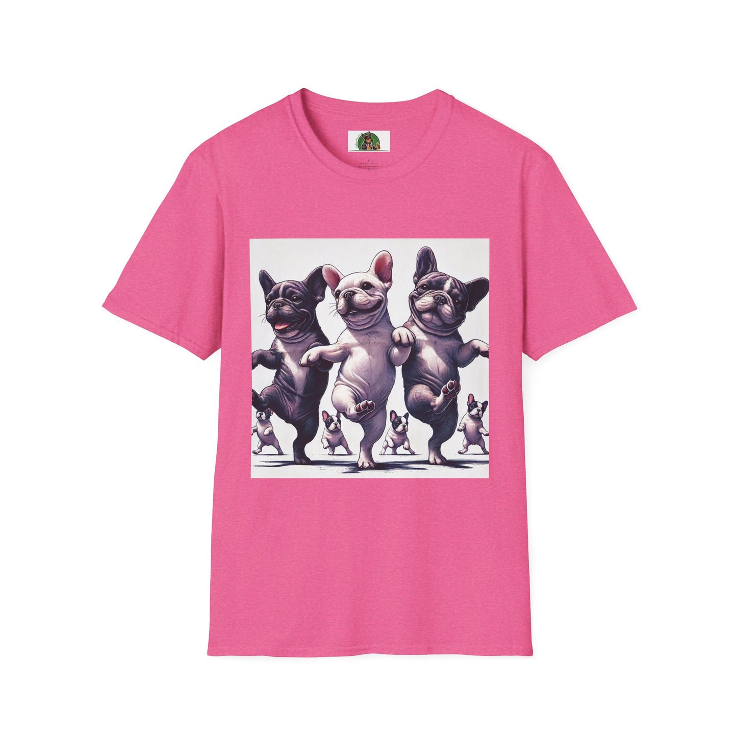 French Bulldogs Dancing Unisex T-Shirt T-Shirt Printify S Heather Heliconia