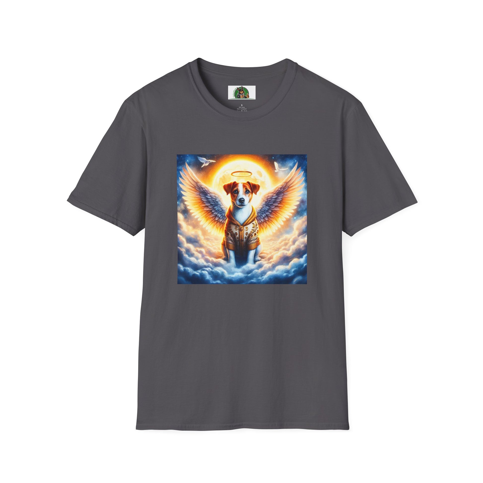 Jack Russell Golden Angel T-Shirt Printify S Charcoal
