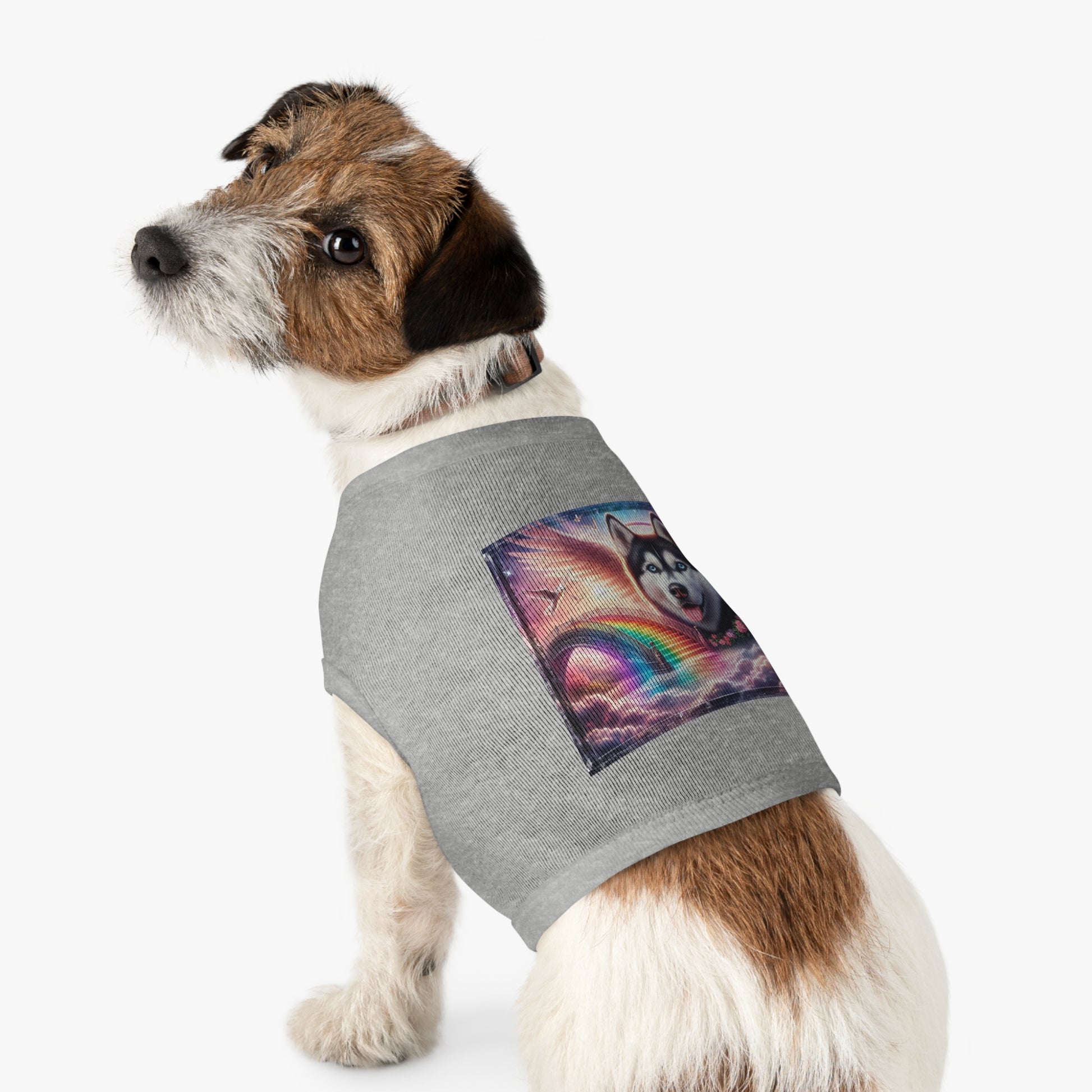 Pet Tank Top Husky pretty rainbow Pets Printify