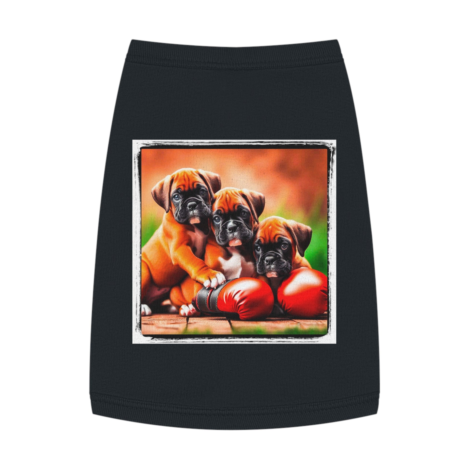 Pet Tank Top Boxer Puppies Pets Printify M Black 