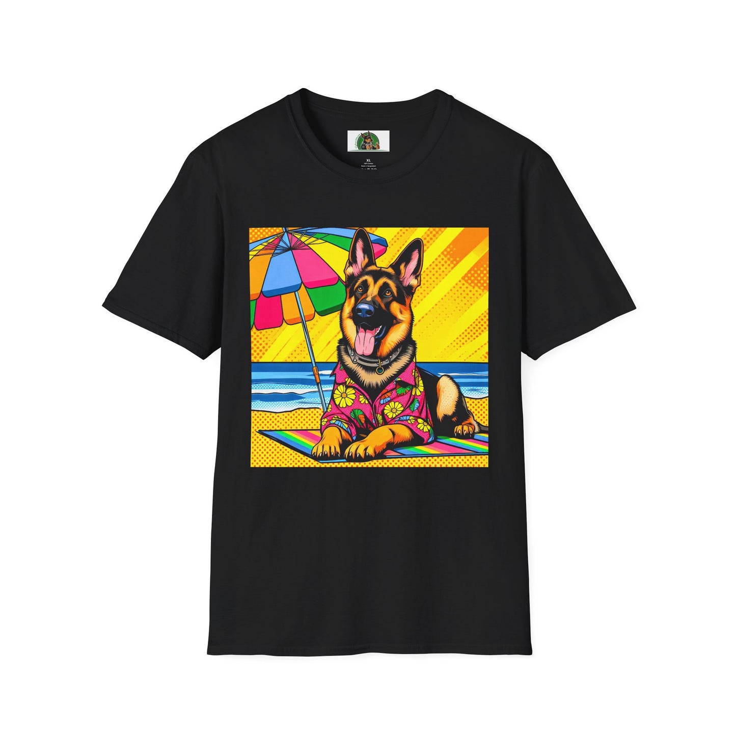 German Shepherd beach day T-Shirt Printify Black S