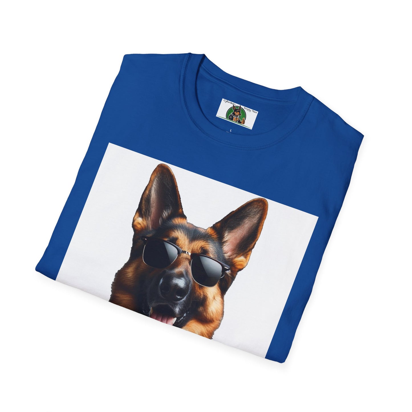 German Shepherd in Suit and Sunglasses Unisex Softstyle T-Shirt T-Shirt Printify