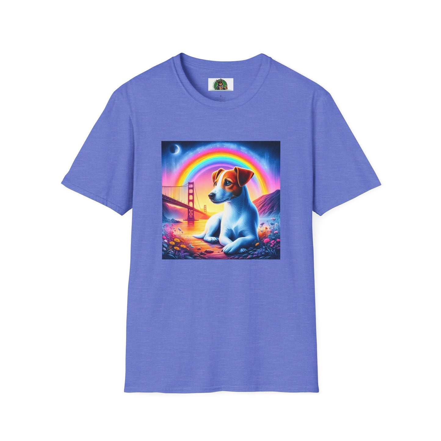 Jack Russell Rainbow Bridge Moonlit Mountain T-Shirt Printify S Heather Royal