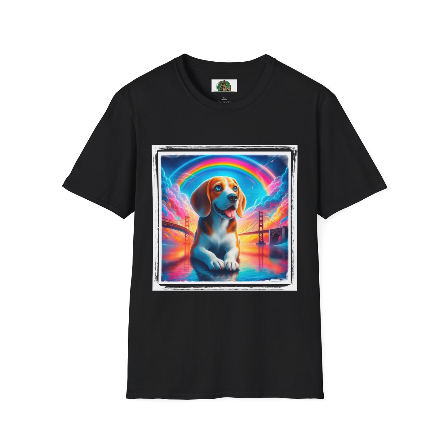 Beagle Rainbow Bridge T-Shirt Printify XS Black 